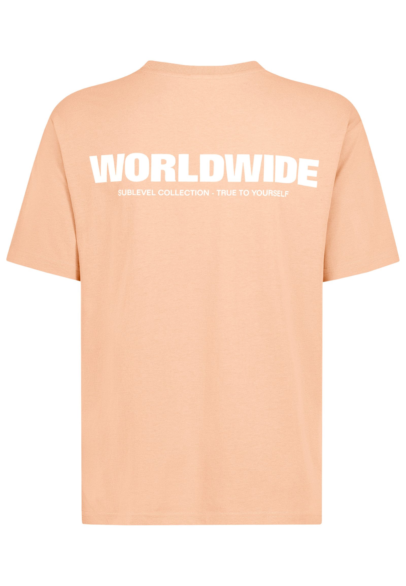 SUBLEVEL T-Shirt Baumwollshirt Worldwide Print Relaxed Fit T-Shirt, Front- und Backprint, Worldwide