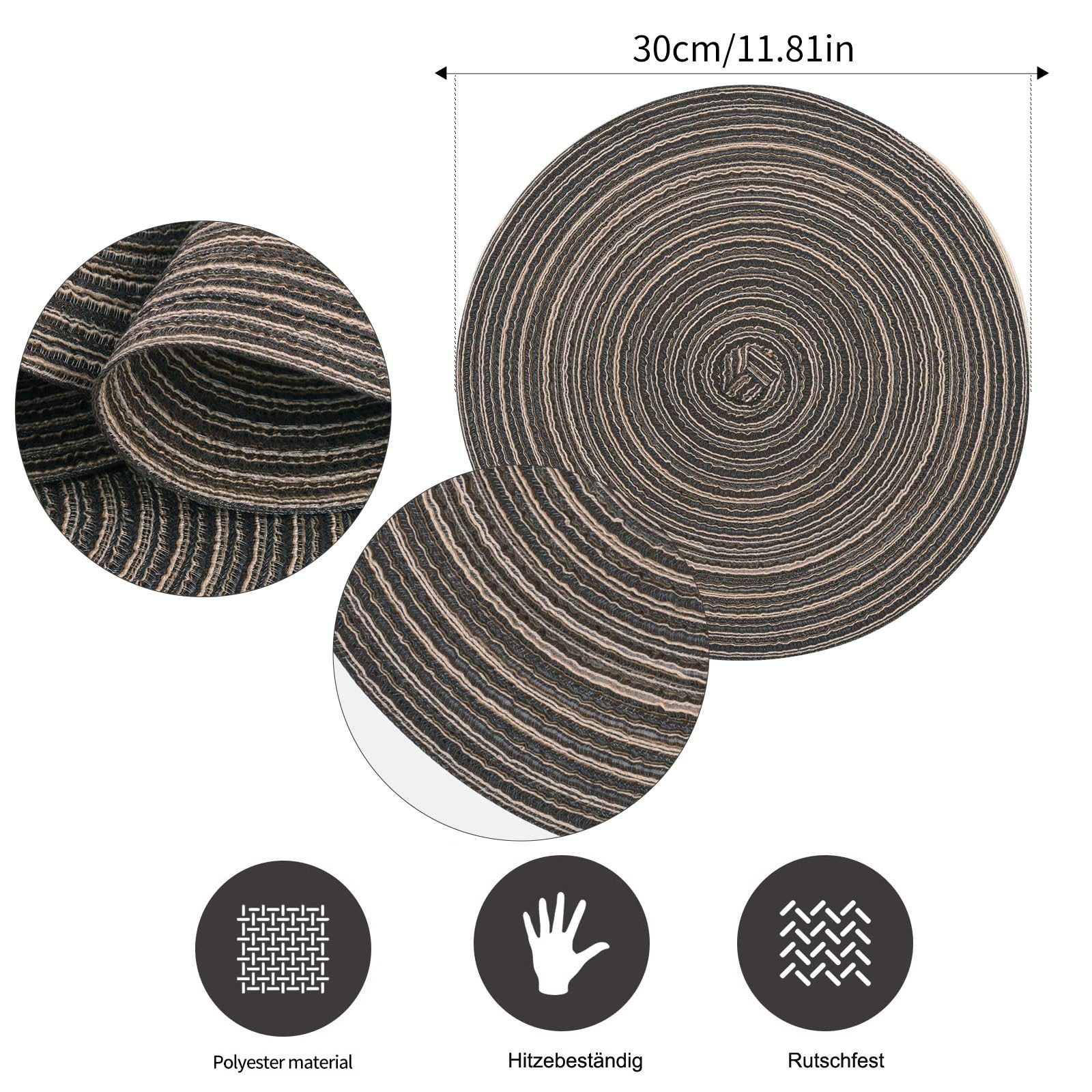 Coonoor Platzset 4er Set runde Platzdeckchen, waschbar, hitzebeständig, gef günstig online kaufen