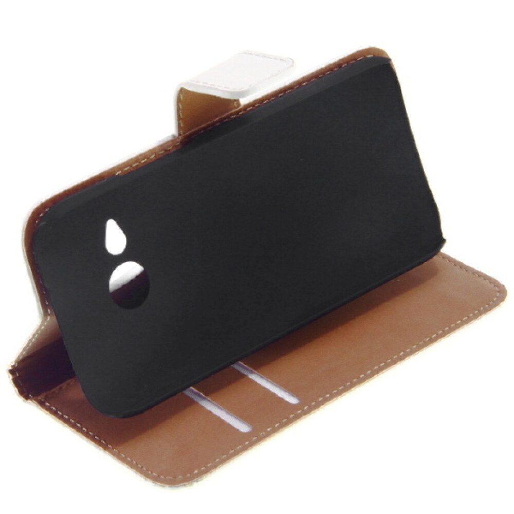 Handytasche Leder-Handyhülle für HTC M8 mini Weiß (Book Cover)