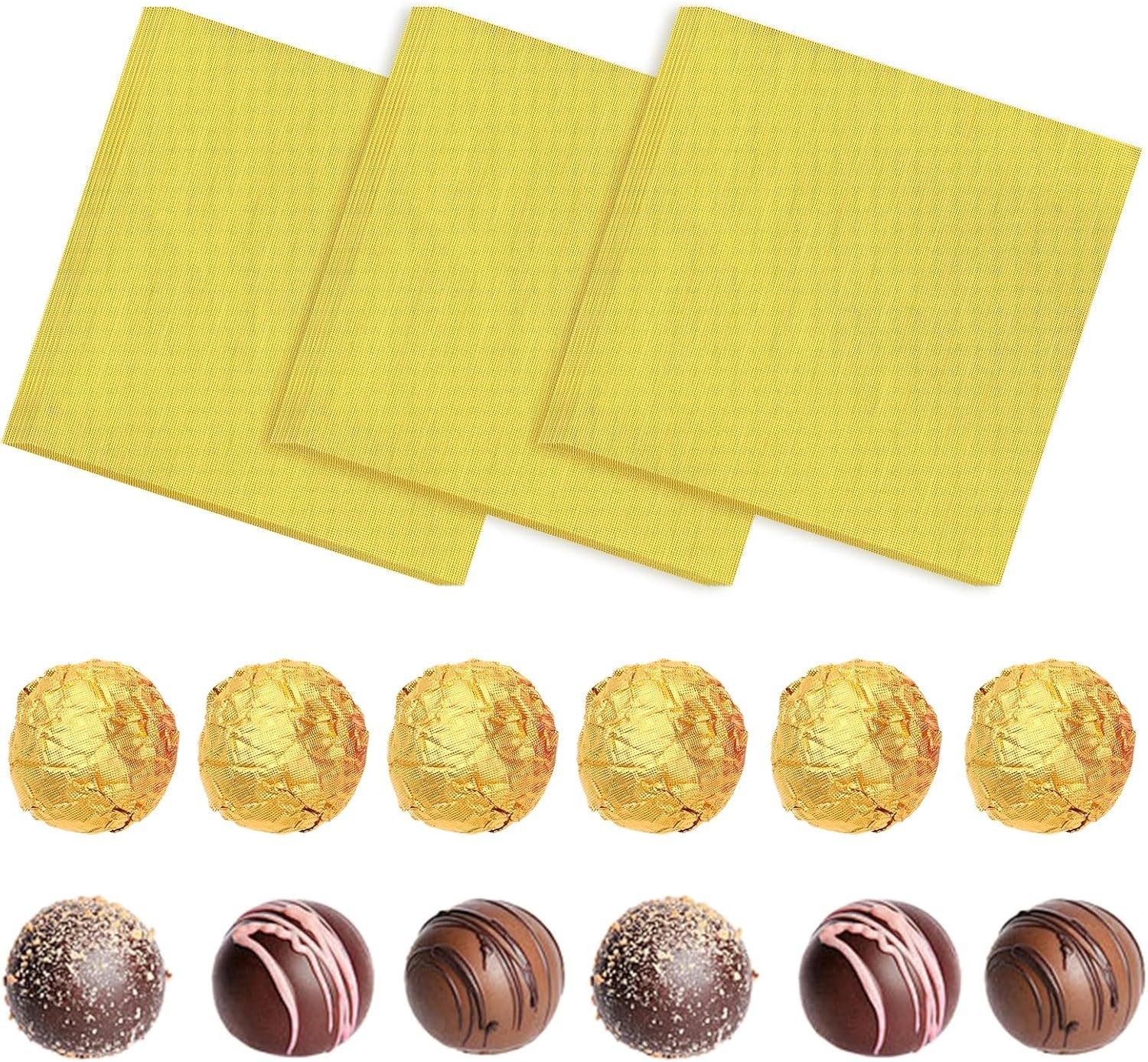 FELIXLEO Packpapier 300 Stück Goldfolie 8x8cm für Schokolade und Bonbons, (1St)