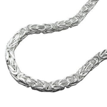 unbespielt Silberkette Halskette 4 mm Königskette vierkant glänzend 925 Silber 60 cm, Silberschmuck für Damen und Herren