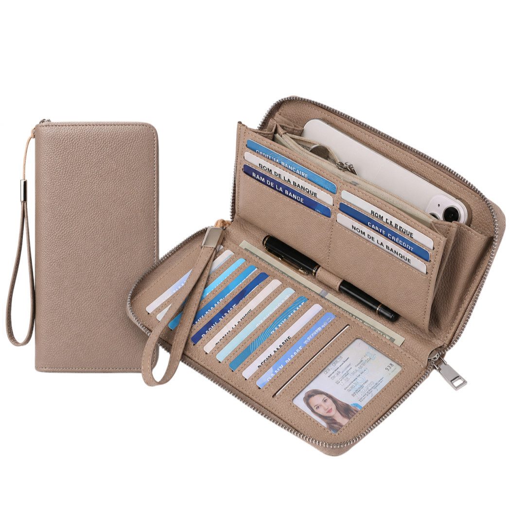 VEKROBOT Brieftasche Damen RFID Geldbörse Großvolumig mit Reißverschluss Für Karten Scheine (Packung, 1-tlg., Geeignet für verschiedene Anlässe), Damen Multi Kartenetui