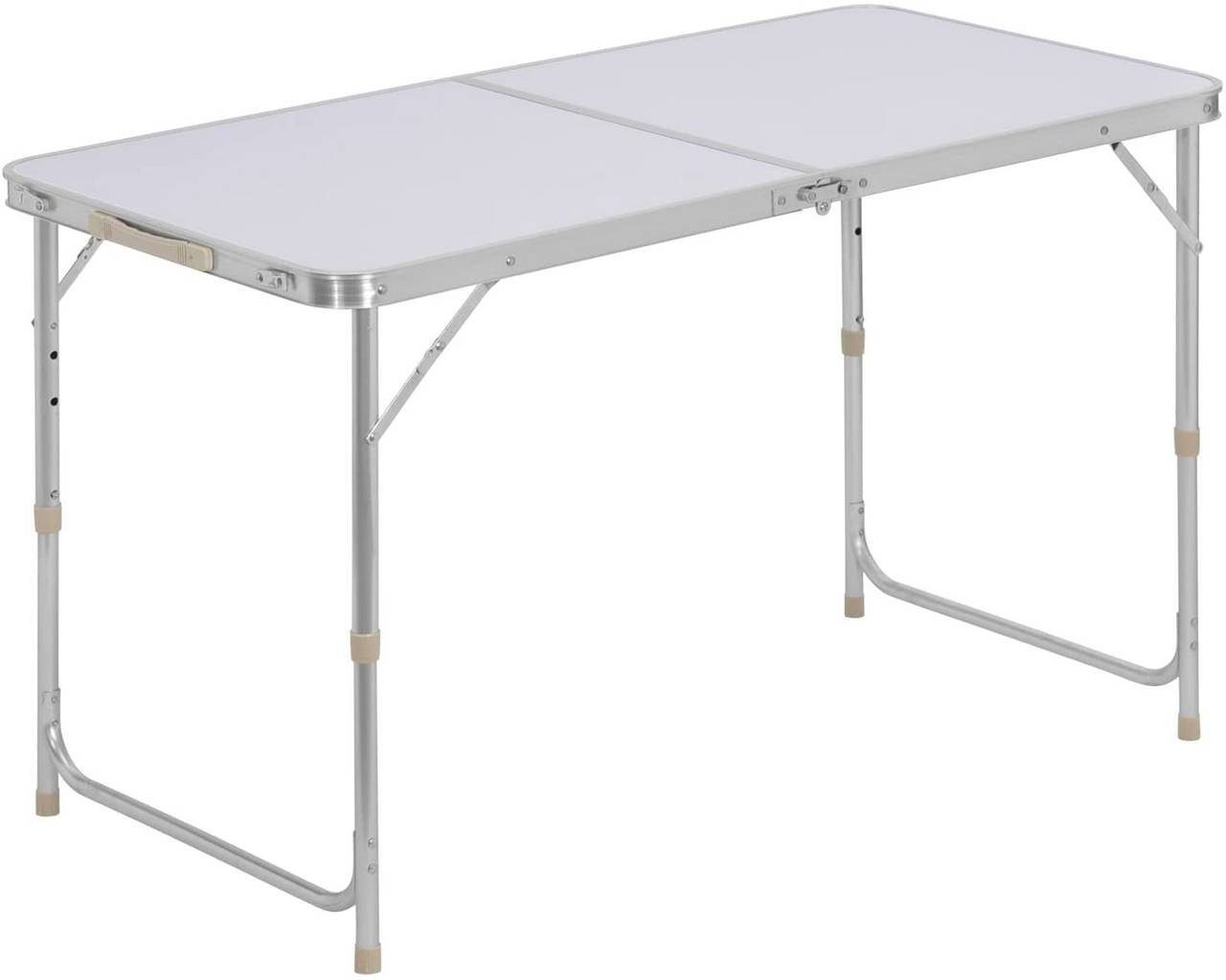 Woltu Campingtisch (1-St), Klapptisch, höhenverstellbar, aus Aluminium MDF weiß