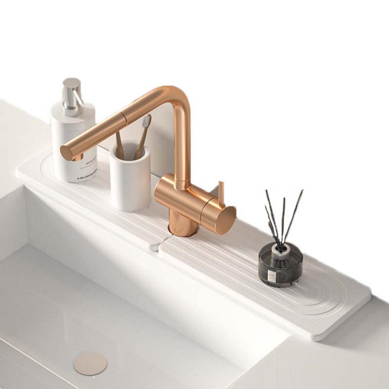 Abtropfmatte Spüle,Wasserhahn Spritzschutz Pfannen Saugfähige Matte