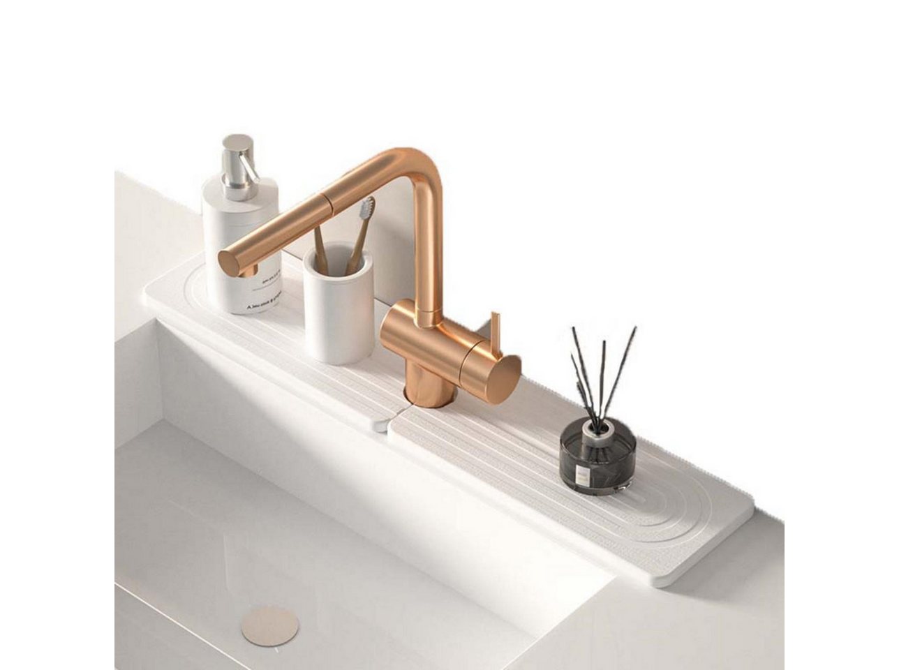 Coonoor Abtropfmatte Spüle,Wasserhahn Spritzschutz Pfannen Saugfähige Matte