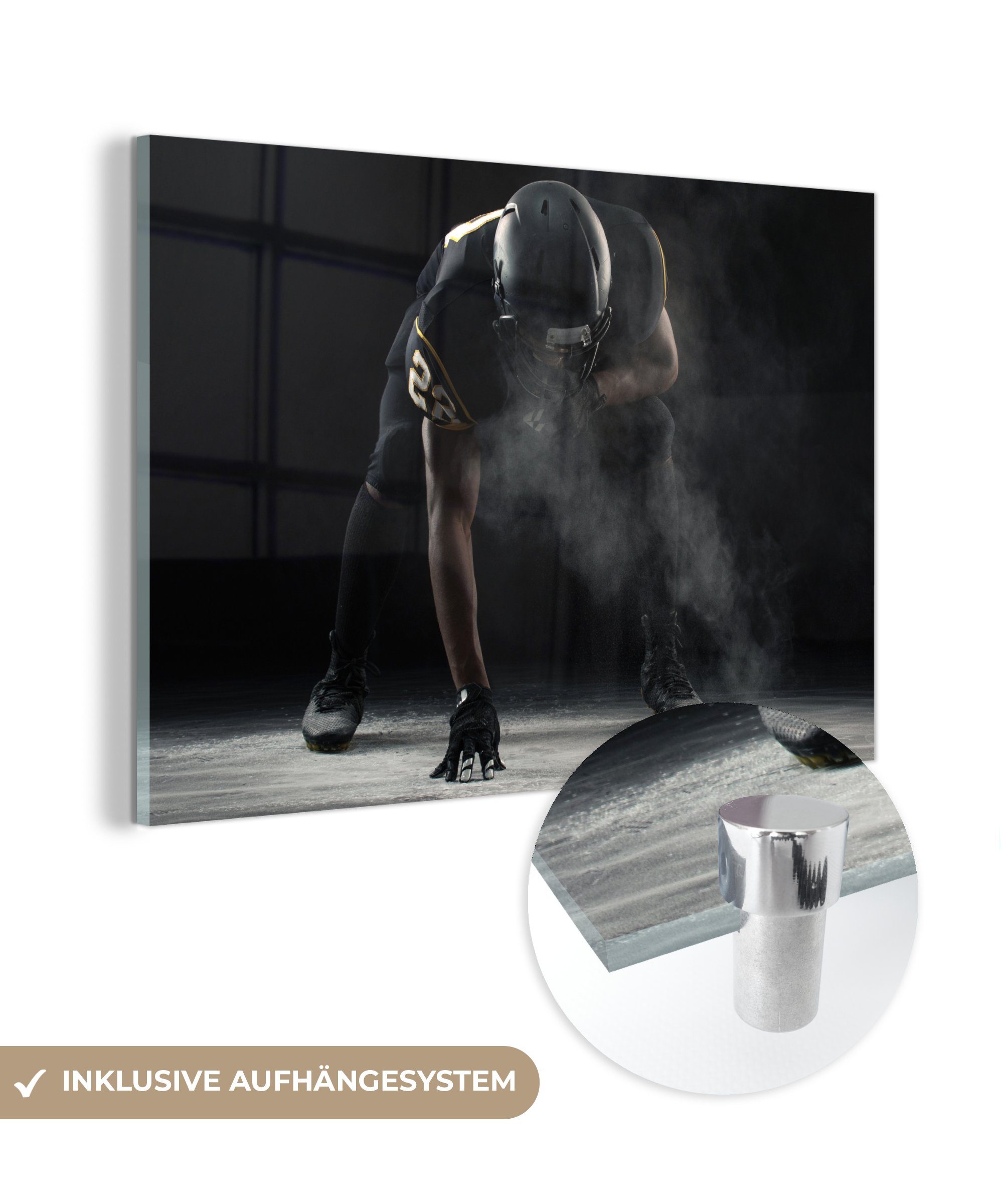 MuchoWow Acrylglasbild Rugby - NFL - Rauchen, (1 St), Acrylglasbilder Wohnzimmer & Schlafzimmer