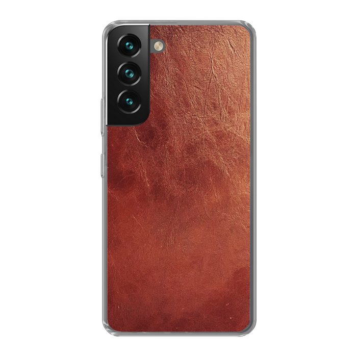 MuchoWow Handyhülle Leder - Lederoptik - Braun - Hell Phone Case Handyhülle Samsung Galaxy S22+ Silikon Schutzhülle