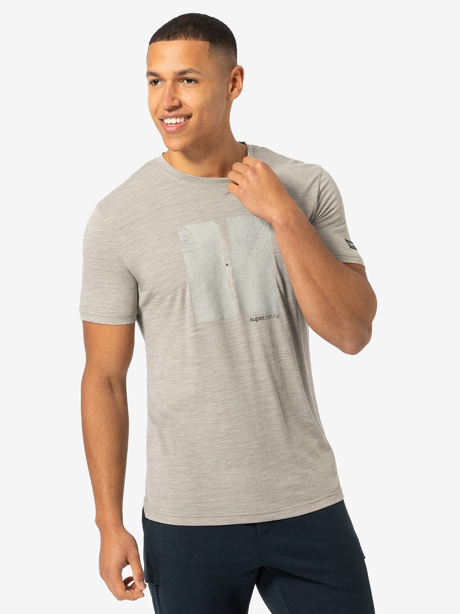 SUPER.NATURAL Print-Shirt für Herren, Merino CREVICE günstig online kaufen