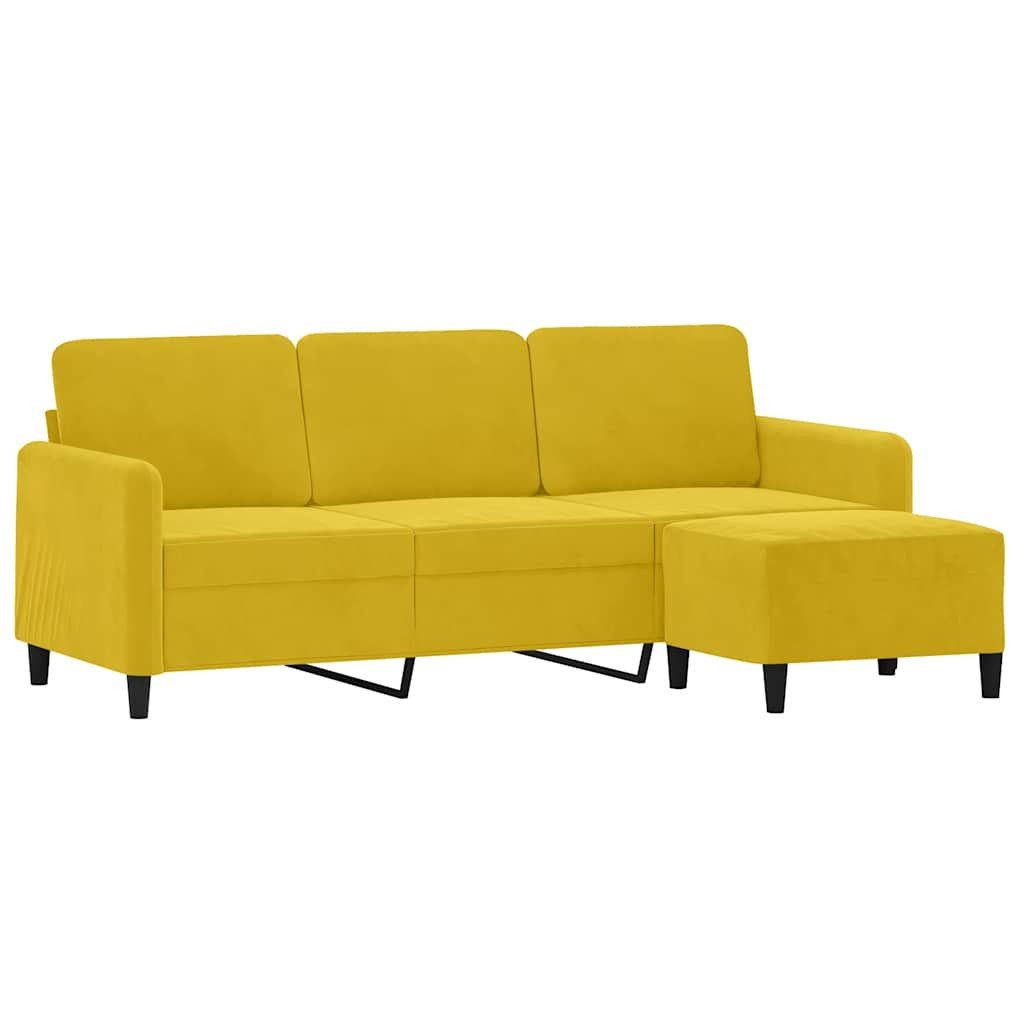vidaXL Sofa 3-Sitzer-Sofa mit Hocker Gelb 180 cm Samt, 1 Teile