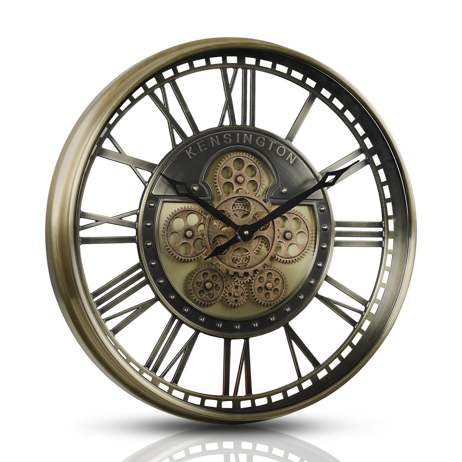 Samilito Uhr Wanduhr mit echtem Bewegungsgetriebe Zahnrädern in Gold günstig online kaufen