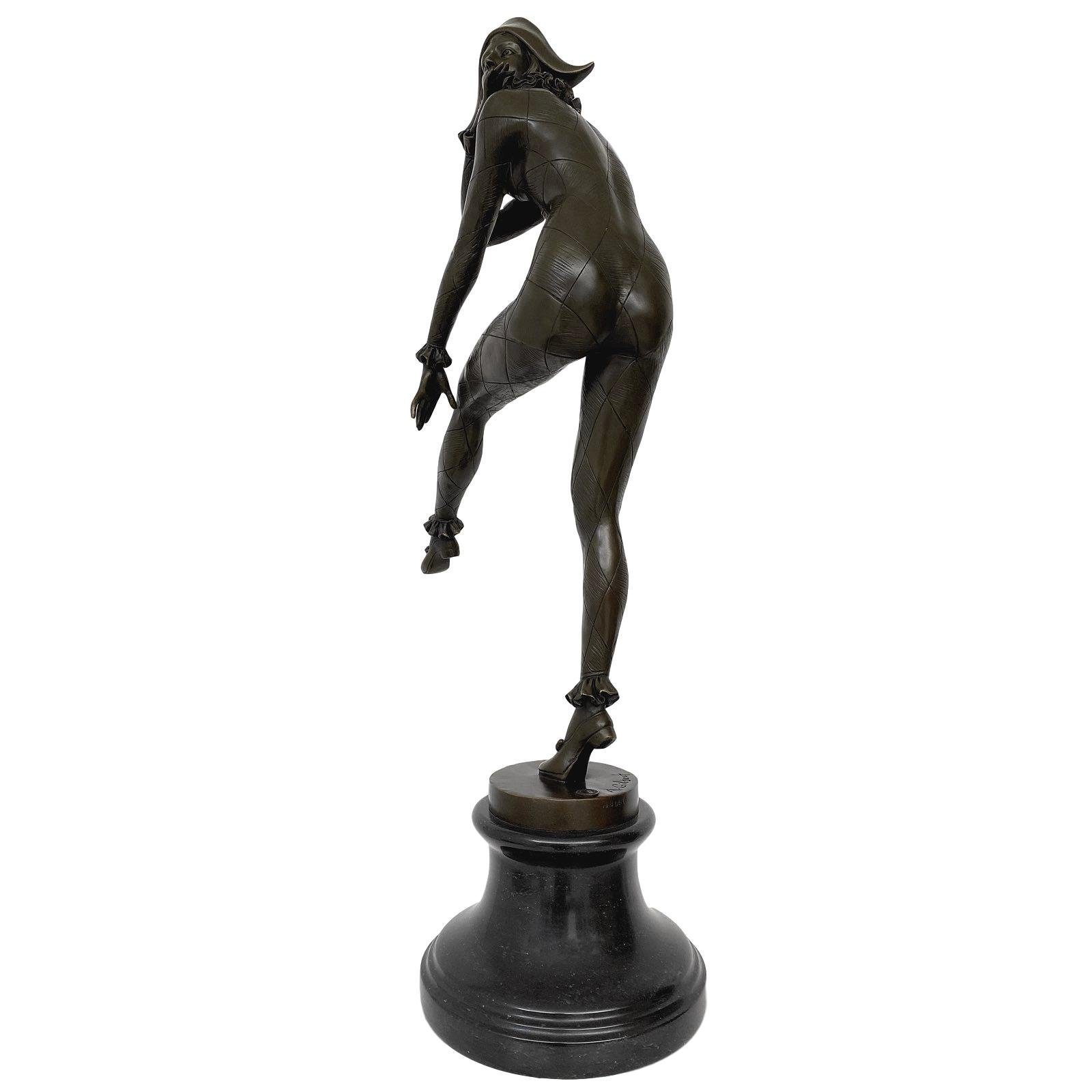 Aubaho Skulptur Bronzeskulptur Harlekin Frau Bronze 72cm Rep Gilbert nach Figur Alfred
