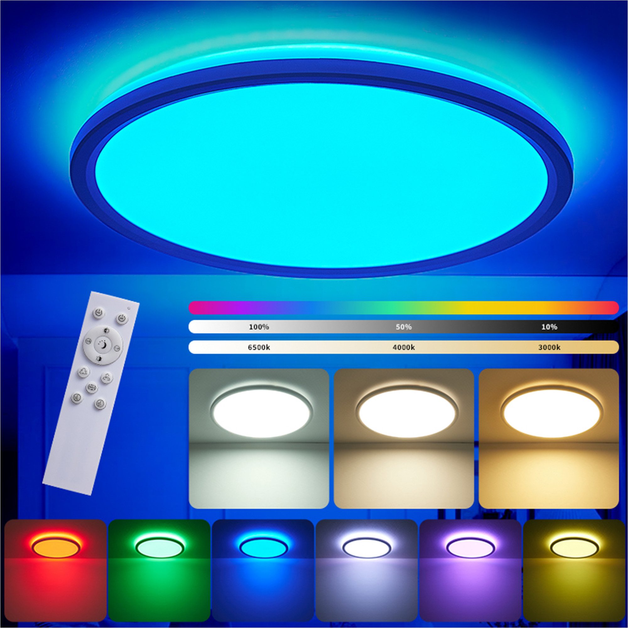 BRAIDOL Deckenleuchten LED Deckenlampe Flach Rund Ø29 cm Deckenleuchte Dimm günstig online kaufen