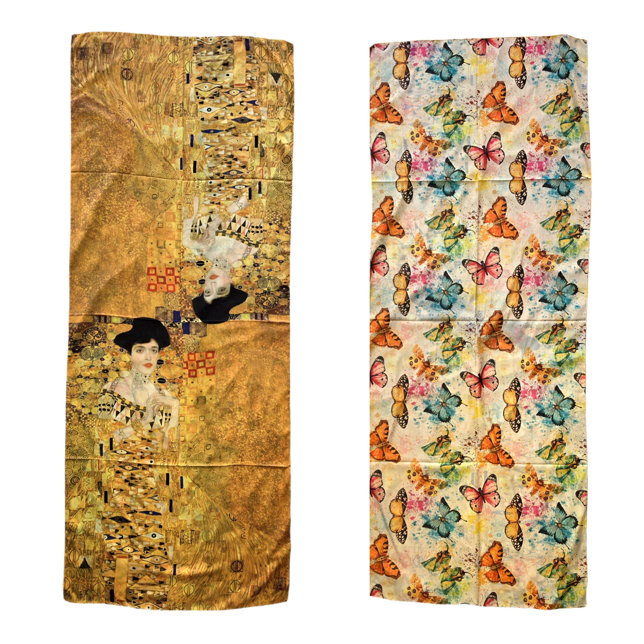 Lemasi Halstuch Wendbarer Schal Stola Klimt inspiriert, beidseitiger Kunstdruck