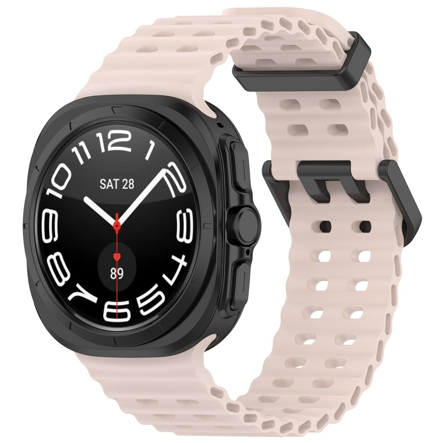 Wigento Smartwatch-Armband Für Samsung Galaxy Watch Ultra 47mm Silikon Dual Schnalle Band Rosa