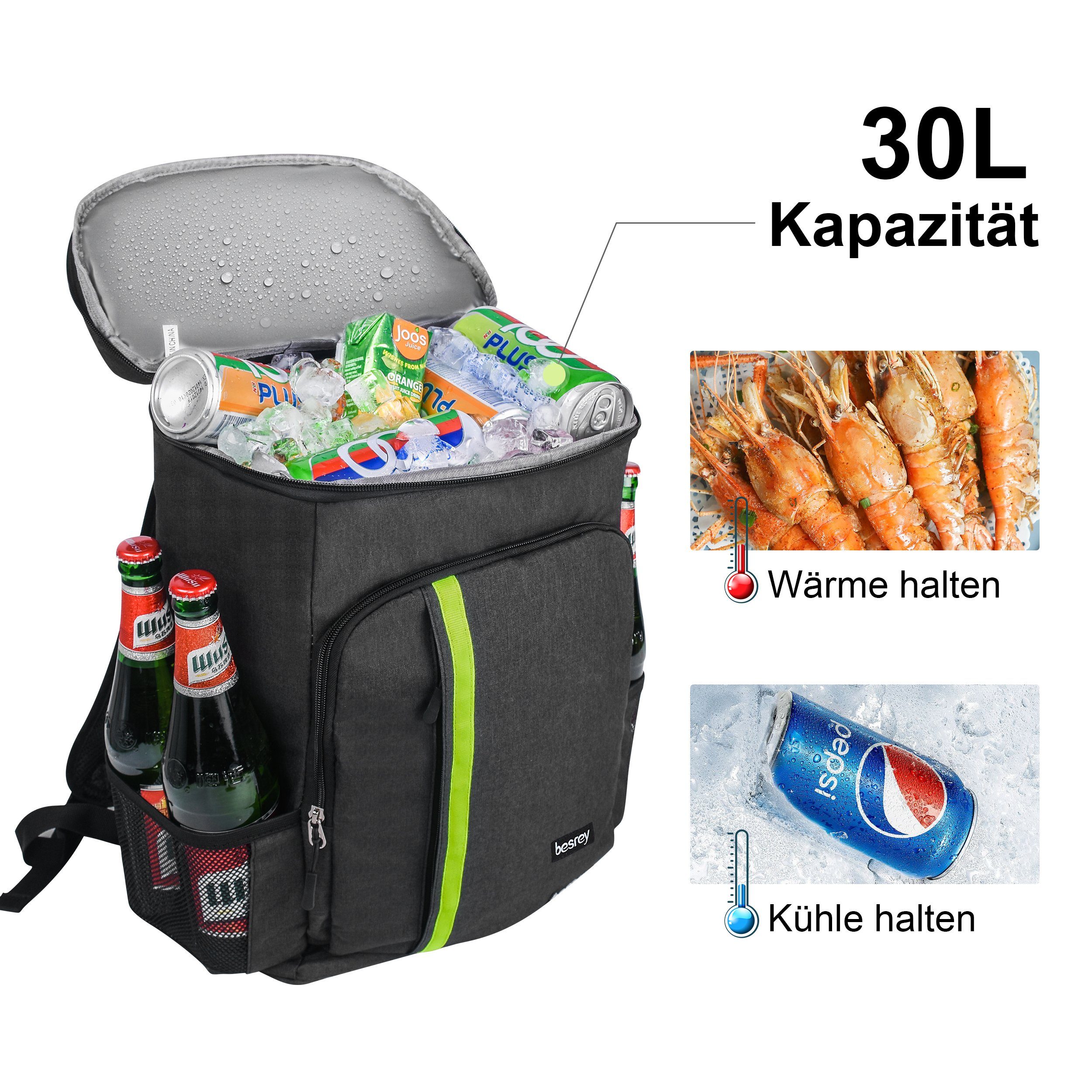 DE 18L Wasserdichte Kühltasche Isolierte Rucksack Große Kapazität Picknicktasche 