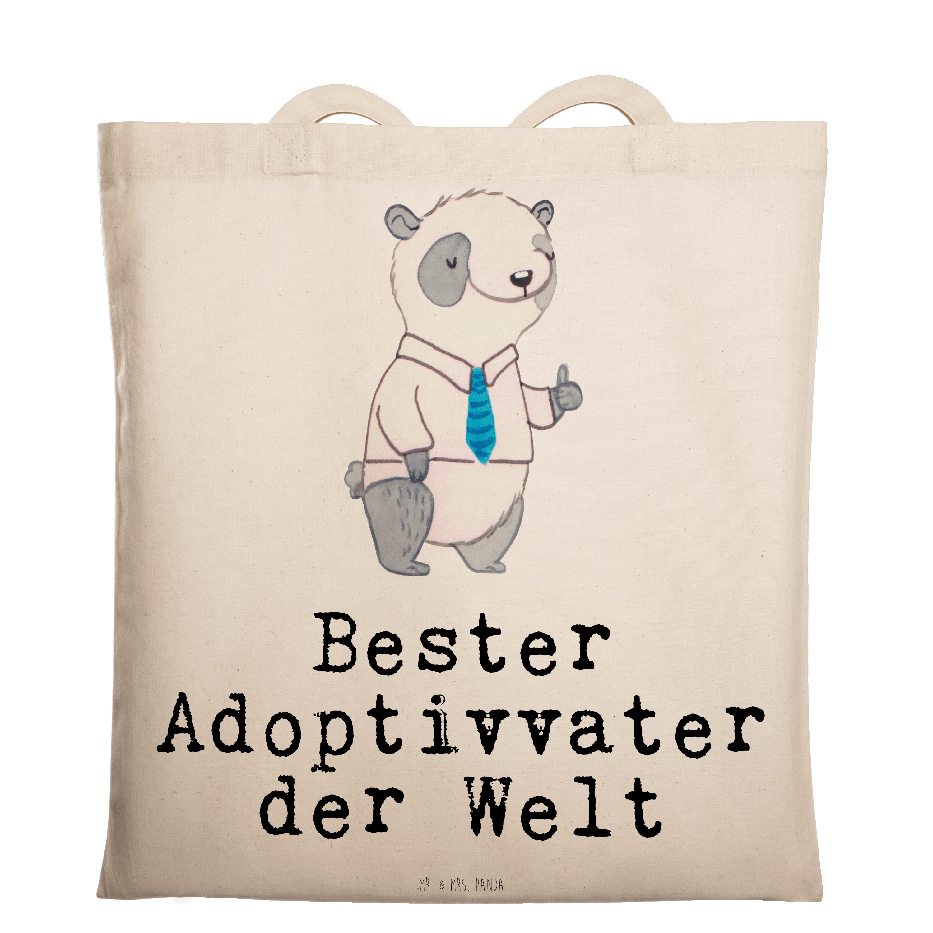 Mr. & Mrs. Panda Tragetasche Panda Bester Adoptivvater der Welt - Transparent - Geschenk, Schenken (1-tlg) | Canvas-Taschen