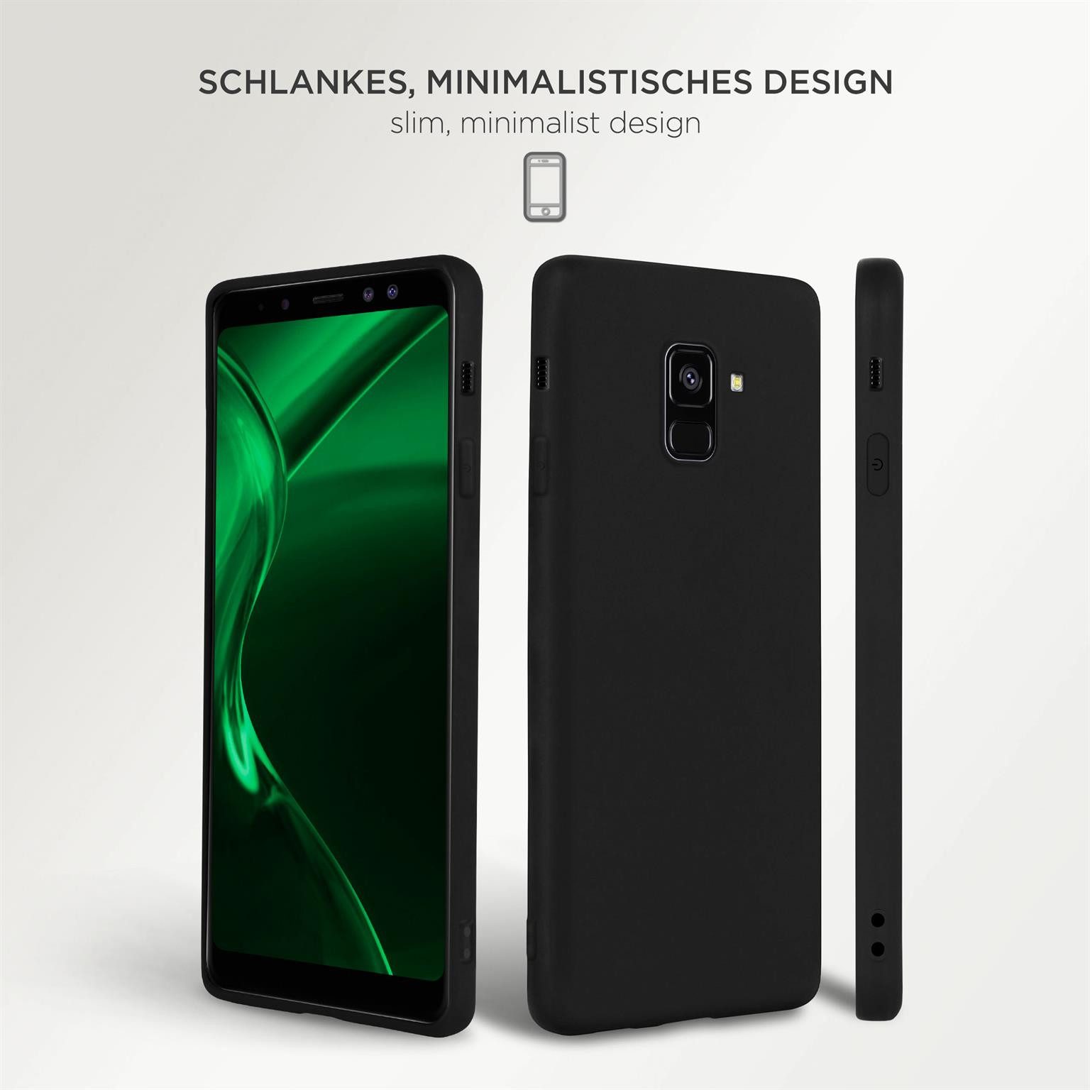 ONEFLOW Handyhülle für Samsung Galaxy A8 (2018) Hülle Dünn SlimShield Pro Schwarz 5,6 Zoll, Backcover TPU Case Handyhülle minimalistisch Schutzhülle Erhöhter Rand