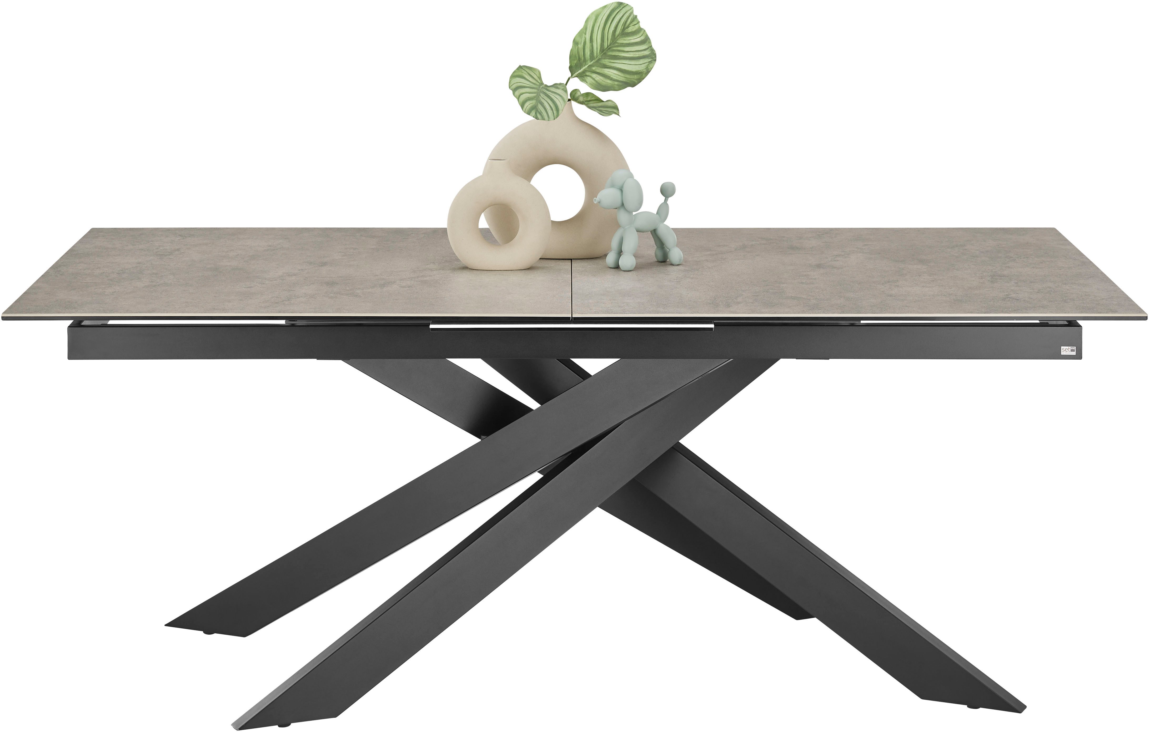 set one by Musterring Esstisch Baltimore, Platte aus Glas-Keramik, ausziehbar, Kreuzfuß schwarz, Длина 200-250cm