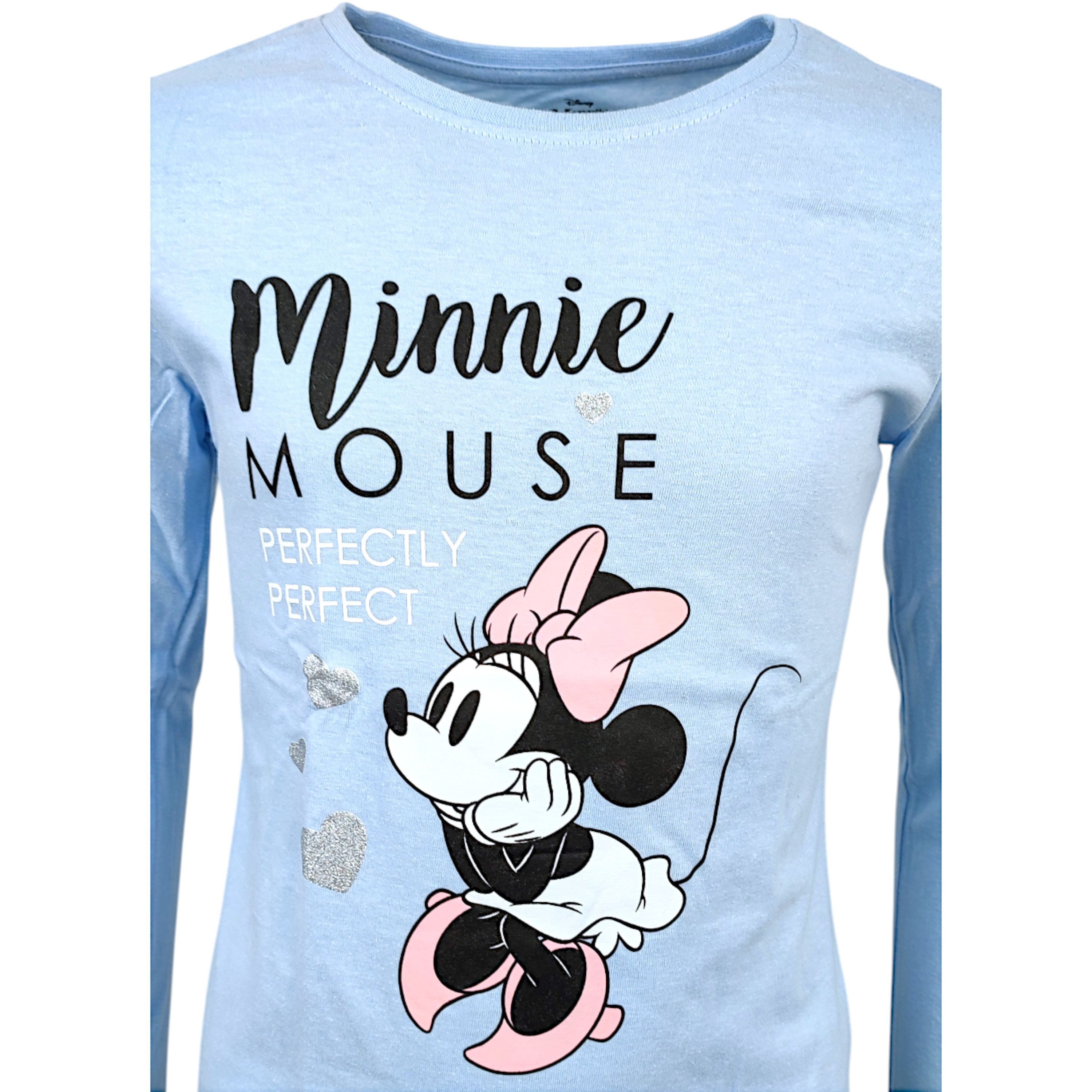 Disney Minnie Mouse Langarmshirt Minnie Maus mit Glitzer Mädchen Shirt aus Baumwolle Gr. 98 - 128 cm – Bild 2 von 3