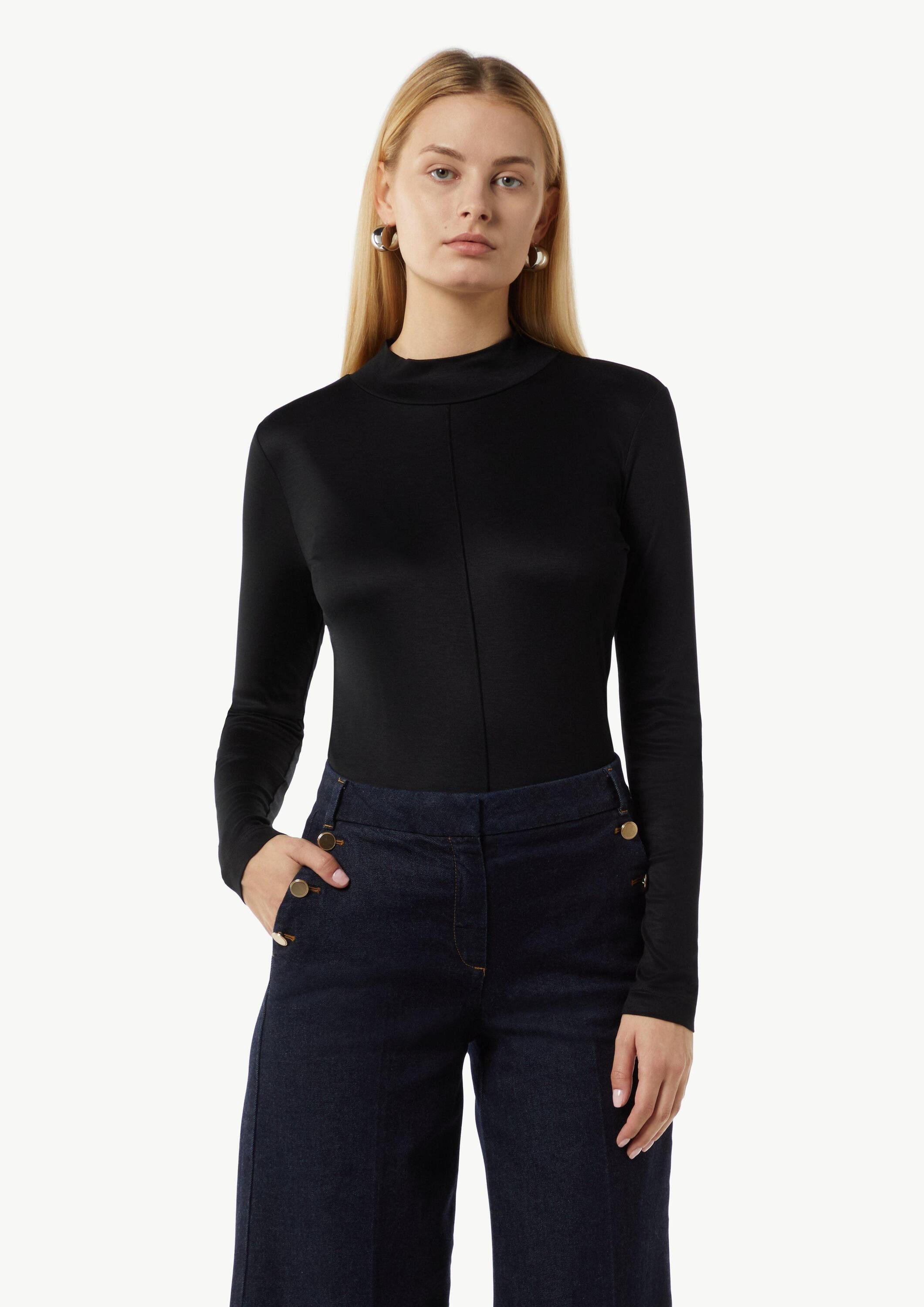 comma Langarmshirt T-Shirt Schimmerndes Viskoseshirt mit günstig online kaufen