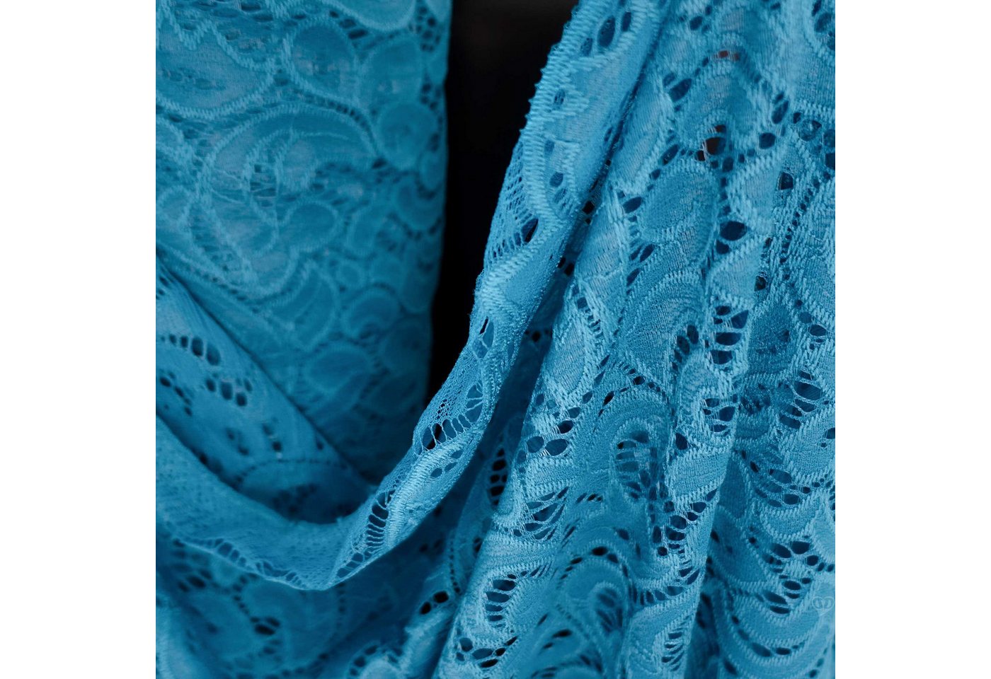 Thumbnail - maDDma Stoff Spitze elastisch 145cm breit ab 1m Spitzenstoff Stoff Nylon, himmelblau