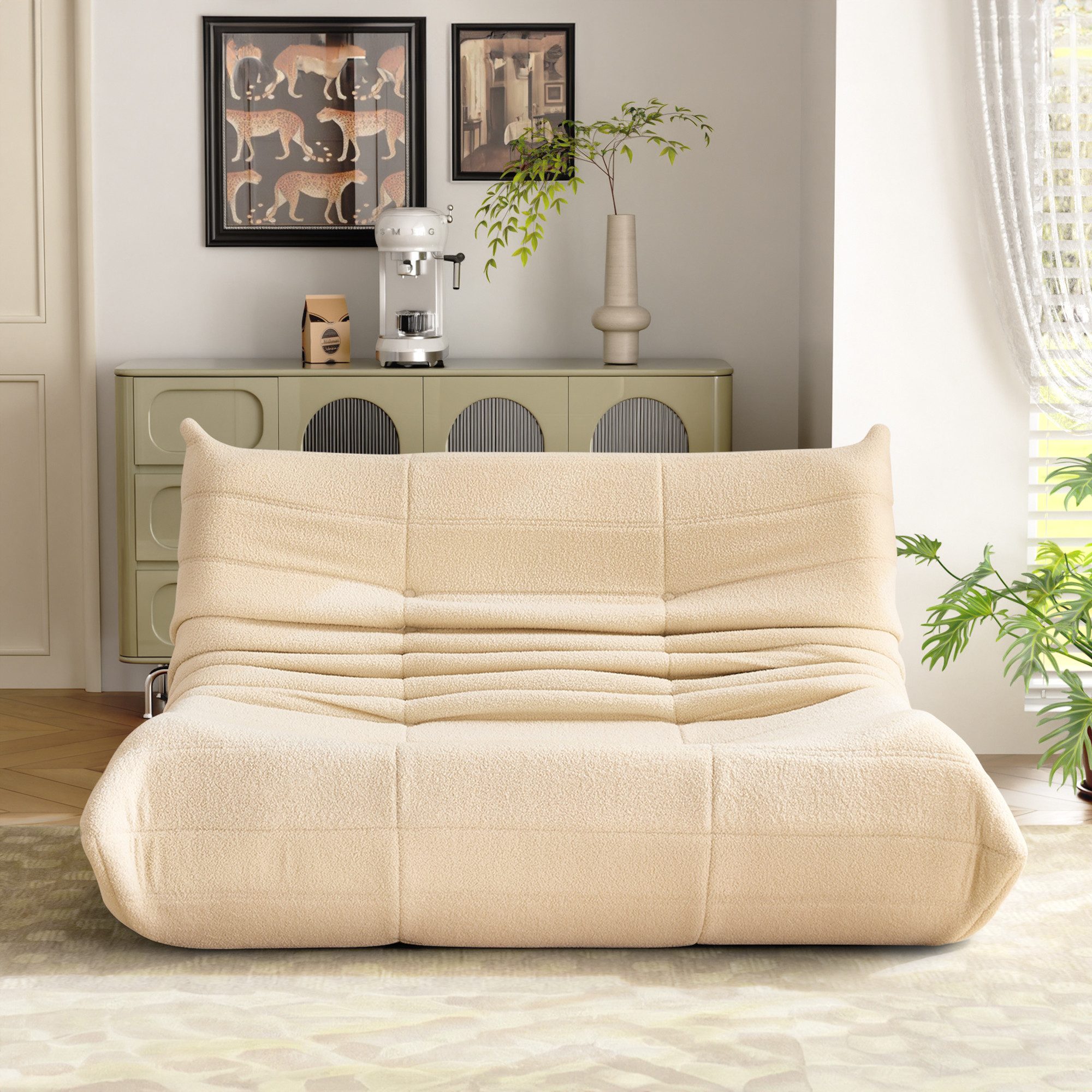 HAUSS SPOLE Sitzsack 2-Sitzer Lazy-Sofa aus Teddy-Samt, modernes Design, Wo günstig online kaufen