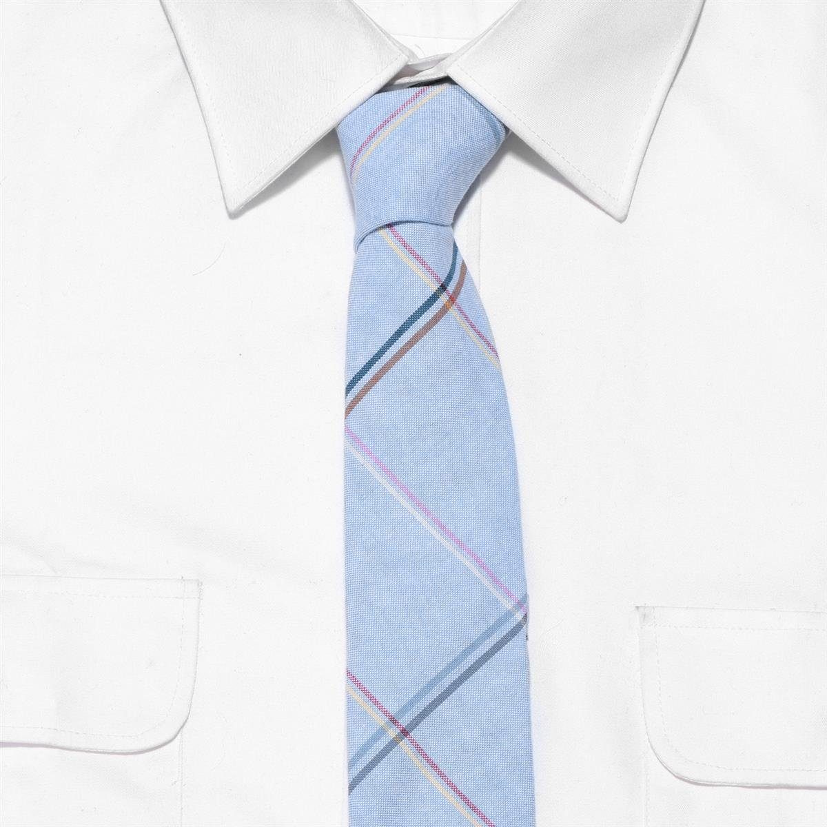 DonDon Krawatte Herren Krawatte Baumwolle, Büro cm festliche oder für 1x Veranstaltungen gestreift kariert hellblau Krawatte) gestreift, oder 6 (Packung, 1-St