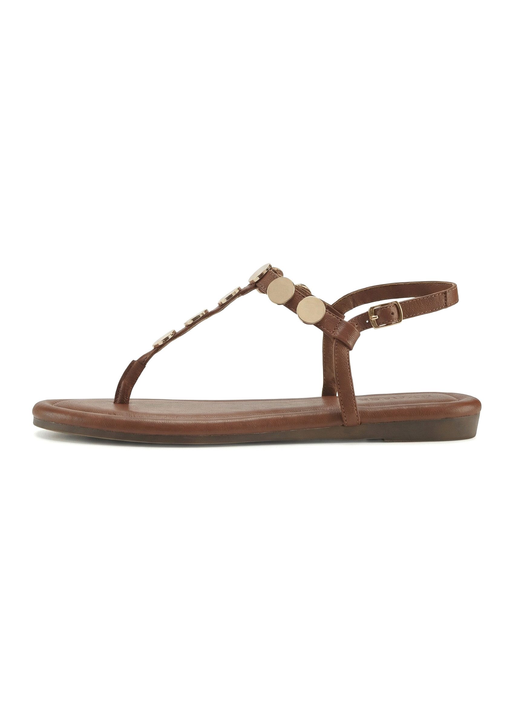 Vivance Sommerschuh, offener Schuh, Sandalette, Sandale mit goldfarbenen Schmuckelementen VEGAN