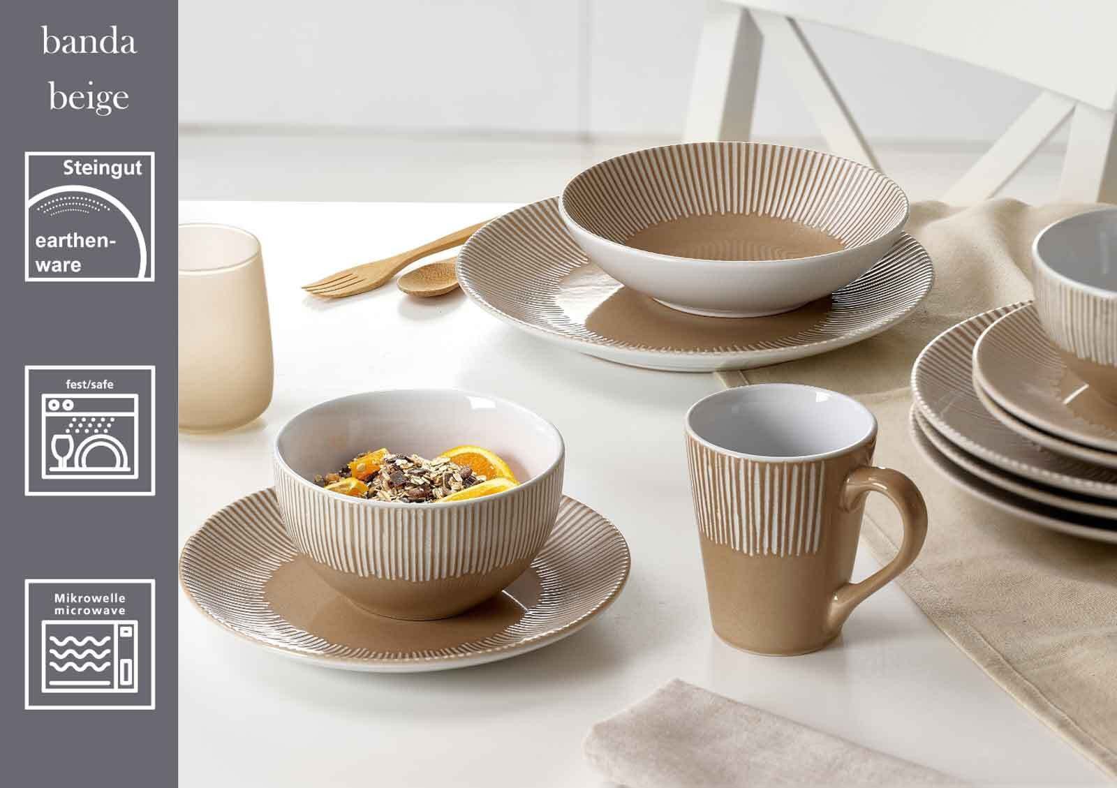 Ritzenhoff & Breker Speiseteller Banda Speiseteller ø 27 cm 6er Set, (6 St)