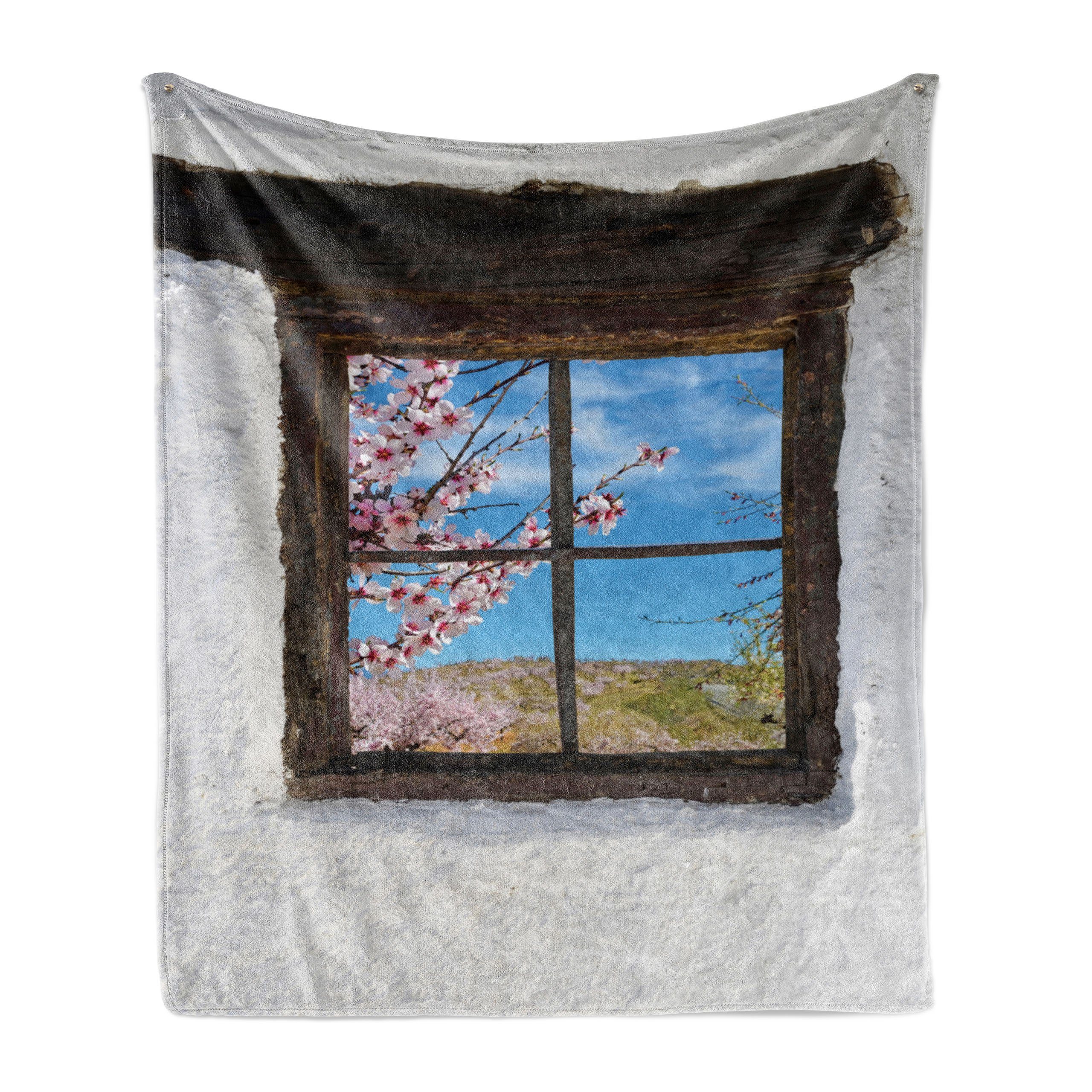 Plüsch Innen- Pastoral-Art-Foto Mandelblüte Gemütlicher Abakuhaus, für Außenbereich, den und Wohndecke