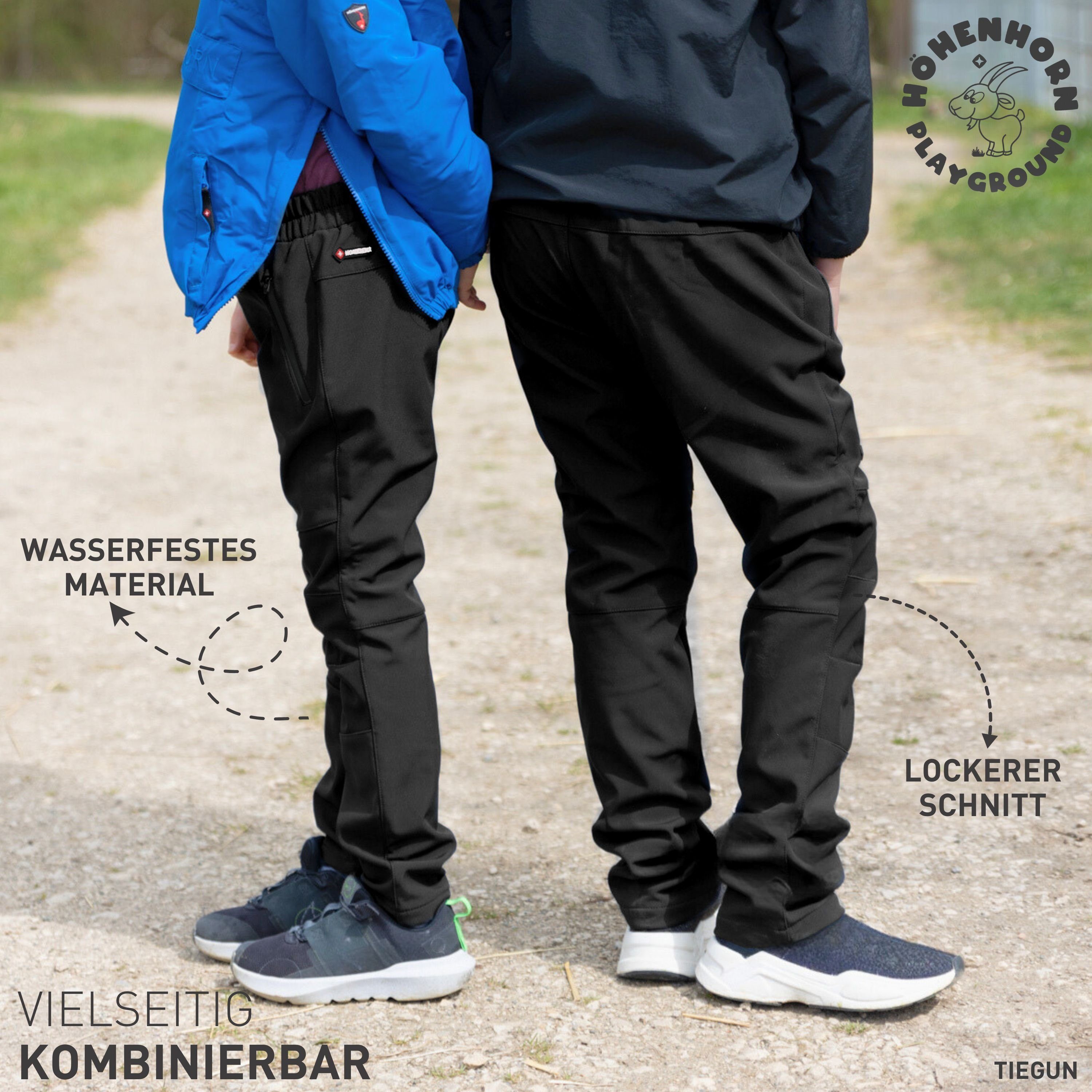 Höhenhorn Softshellhose Tiegun Kinder Jungen Mädchen Outdoorhose Gefüttert Snowboardhose weiches Microfleece-Innenfutter – Bild 5 von 5