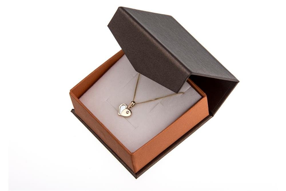 Silberkettenstore Schmuckset Panzerkette 1mm mit Herzanhänger - 585 Gold, Länge wählbar