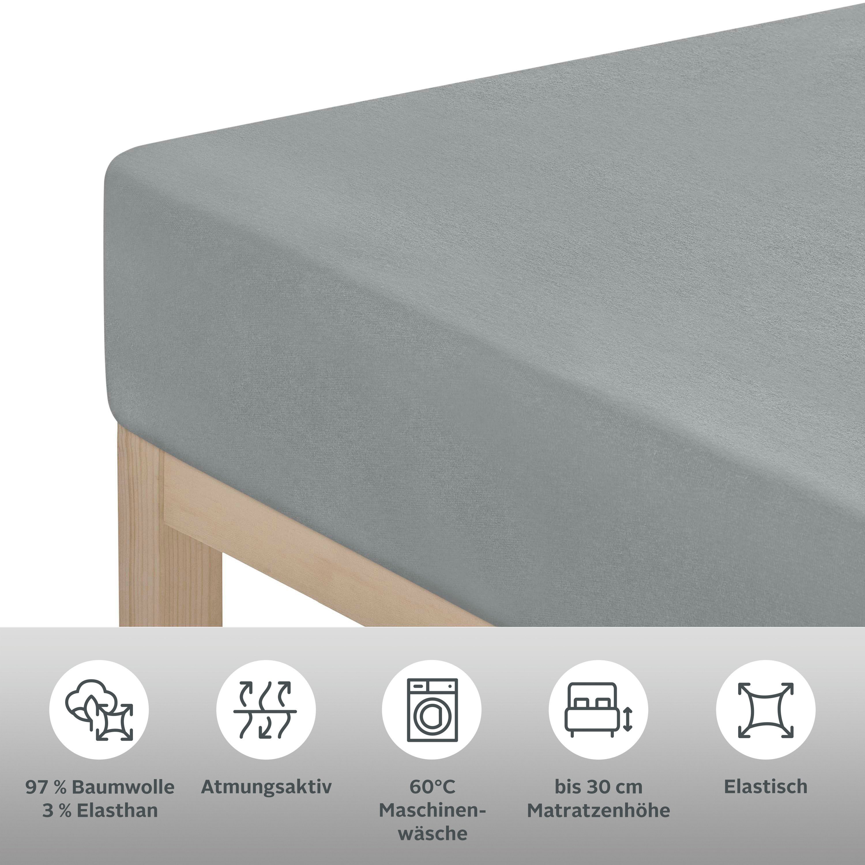 OTTO home Spannbettlaken SOUCY aus Baumwolle mit Elasthan, 160 g/m², Jersey-Elasthan, Gummizug: rundum, (1 Stück), Premium Bettlaken für Matratzen bis 30 cm Höh – Bild 2 von 5