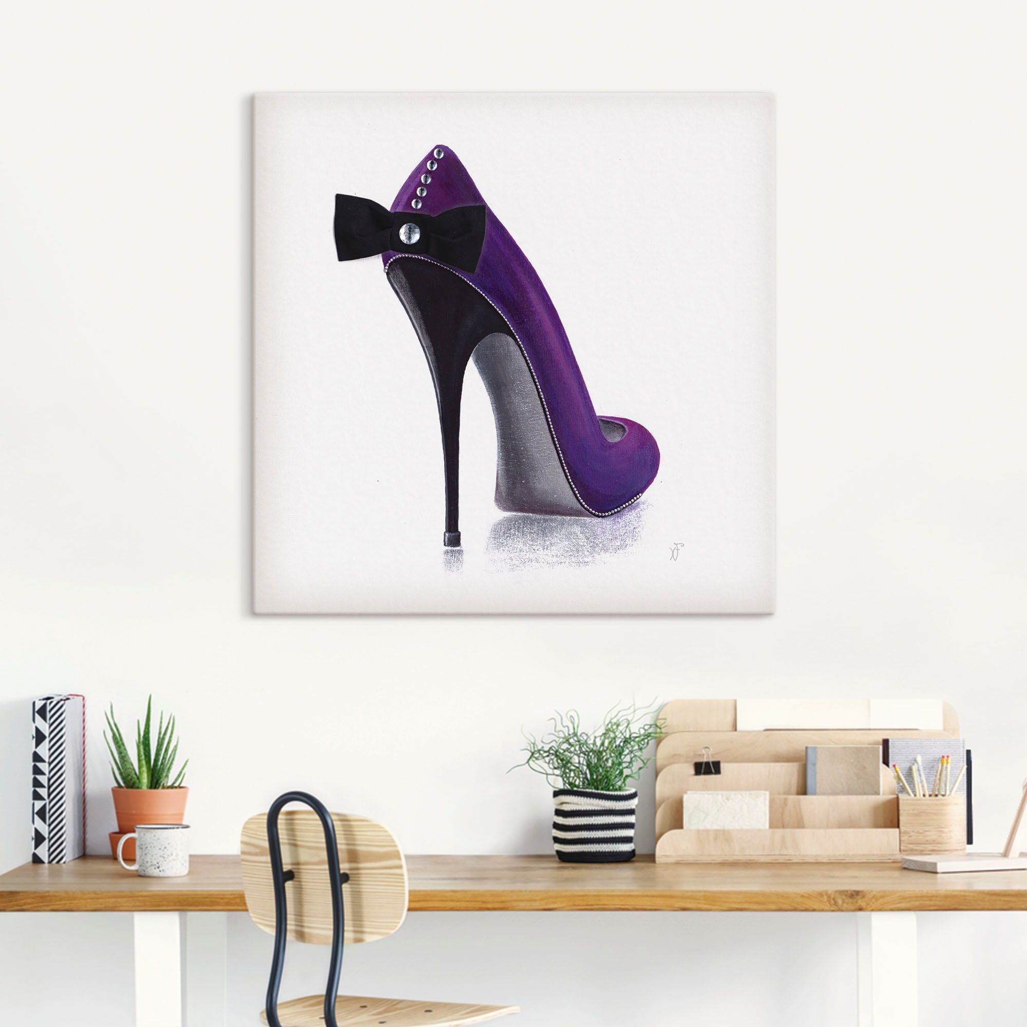 oder St), Violettes Damenschuh Wandbild - versch. (1 Poster als Alubild, Modebilder Leinwandbild, Artland in Größen Wandaufkleber Modell,