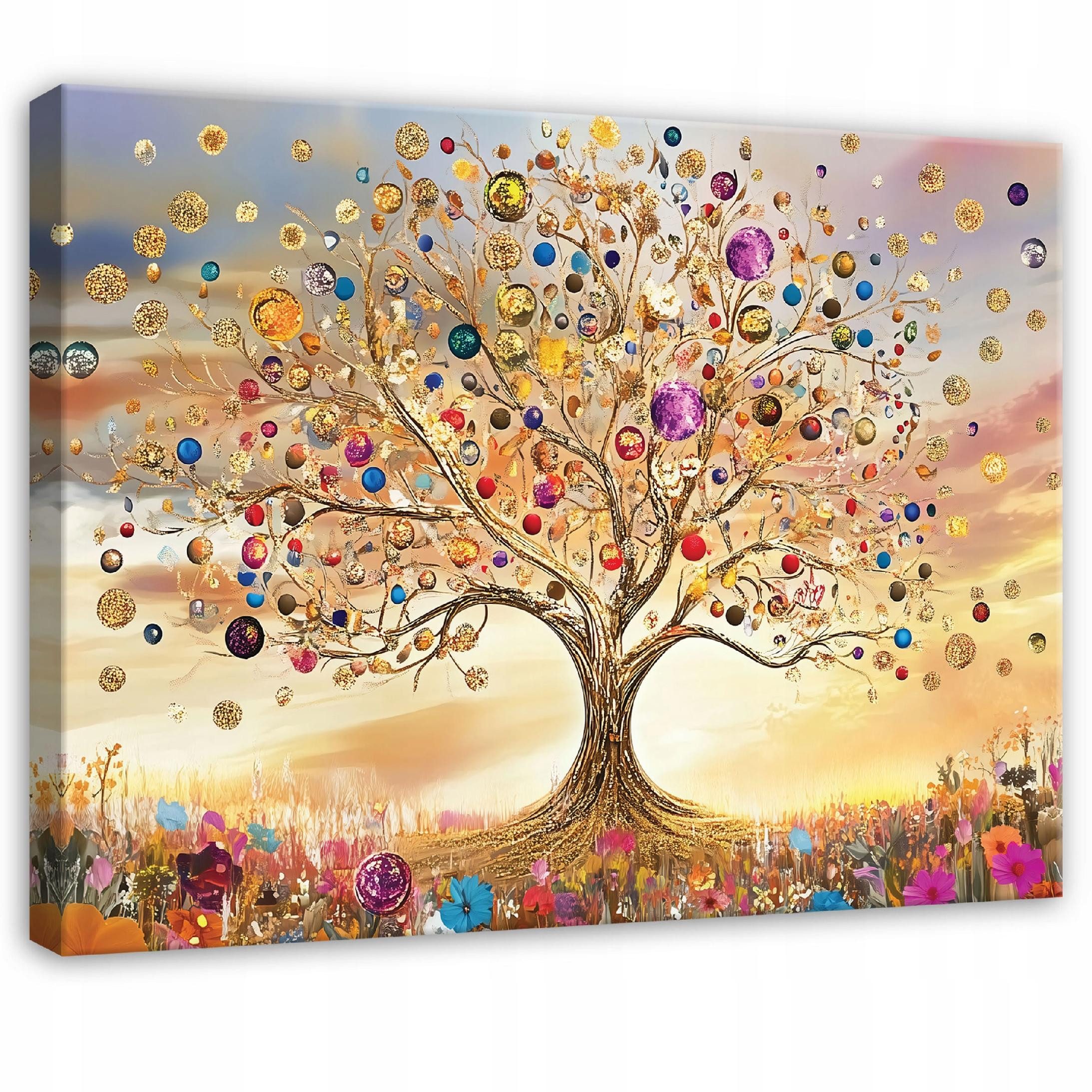 Wallarena Leinwandbild Gustav Klimt in Gold im abstrakten Stil für Wohnzimmer, Baum (1 St), mit Holzrahmen wandfertig montiert für Schlafzimmer 40x30cm
