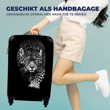 MuchoWow Handgepäckkoffer Tiere - Schwarz - Leopard - Weiß - Wild, 4 Rollen, Reisetasche mit rollen, Handgepäck für Ferien, Trolley, Reisekoffer