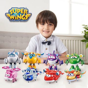 Super Wings Spielzeug-Flugzeug Transformations-Flugzeug Deluxe Supercharged Jett, ca. 15,5 cm große Spiel-Figur, mit Lichtern und Sound-Funktionen