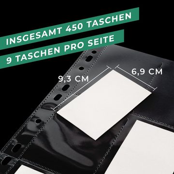 BigDean Sammelkarte 50 DIN-A4 Seiten Sammelkarten-Hüllen 450 Fächer Made in Germany