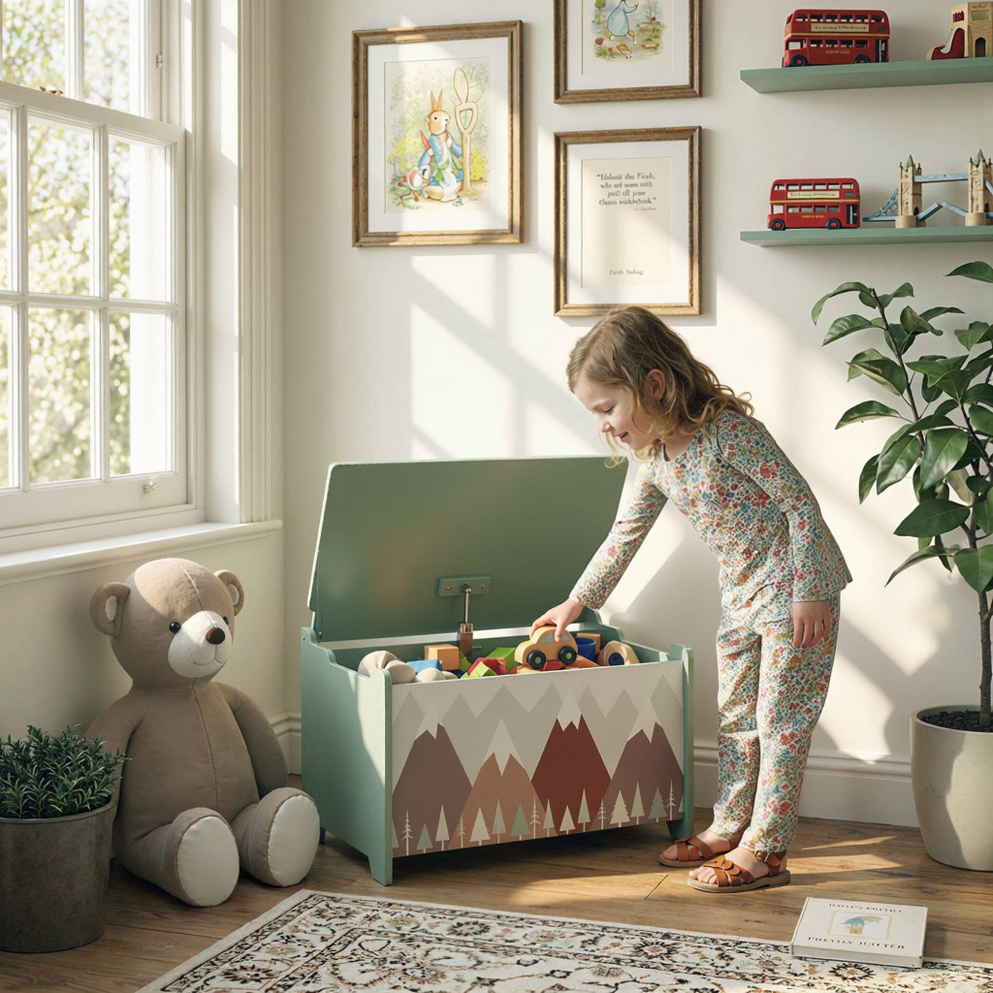 ZONEKIZ Aufbewahrungsbox Spielzeugkiste Sicherheitsscharnier Griff Spielzeug Aufbewahrung (Spielzeugtruhe, 1 St., Spielzeugbox), für Kinderzimmer, Schlafzimmer, – Bild 2 von 5