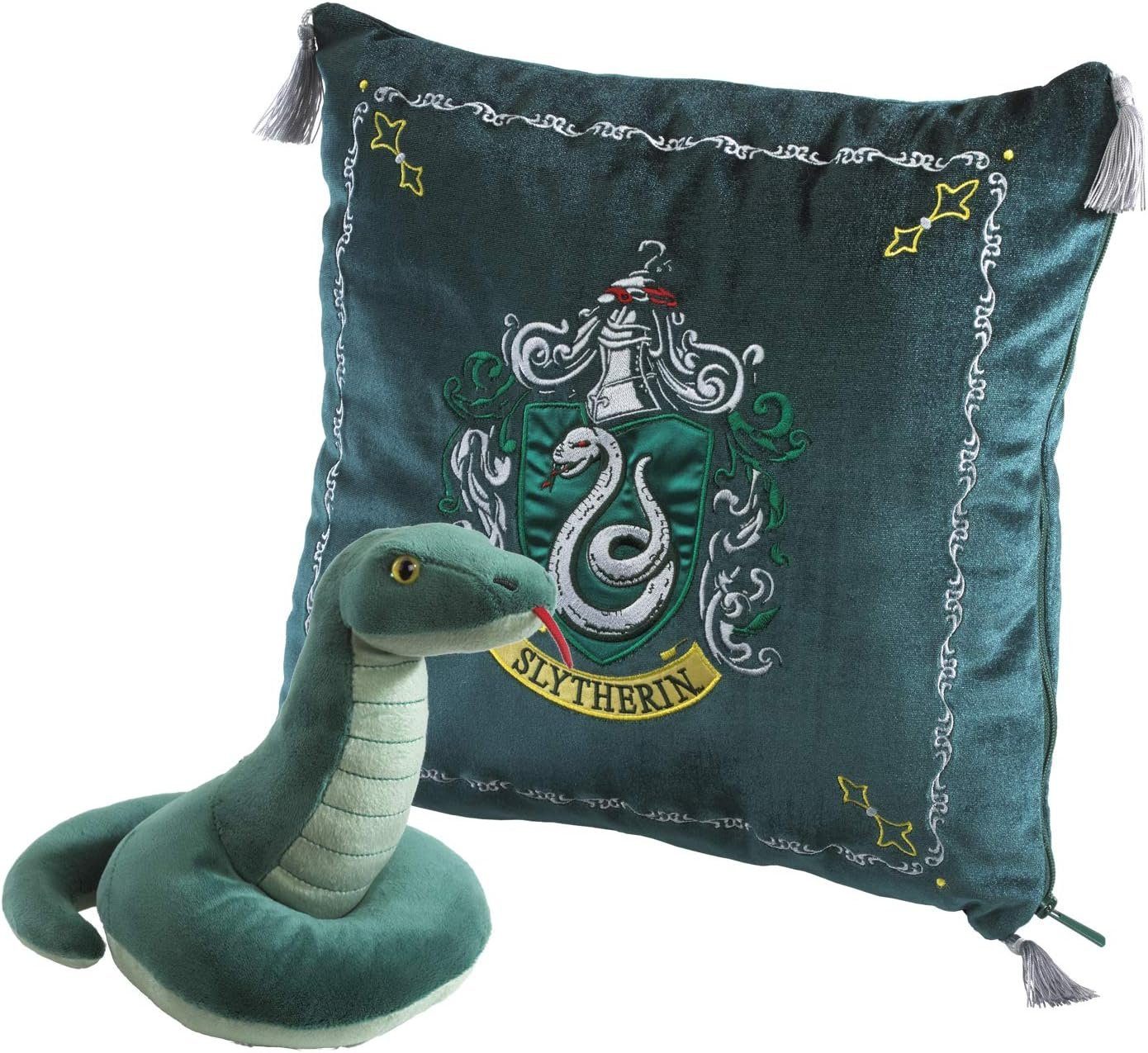 The Noble Collection Merchandise-Figur Harry Potter Kissen Slytherin Logo mit Plüsch Maskottchen Schlange, Offiziell lizenziertes Merchandise