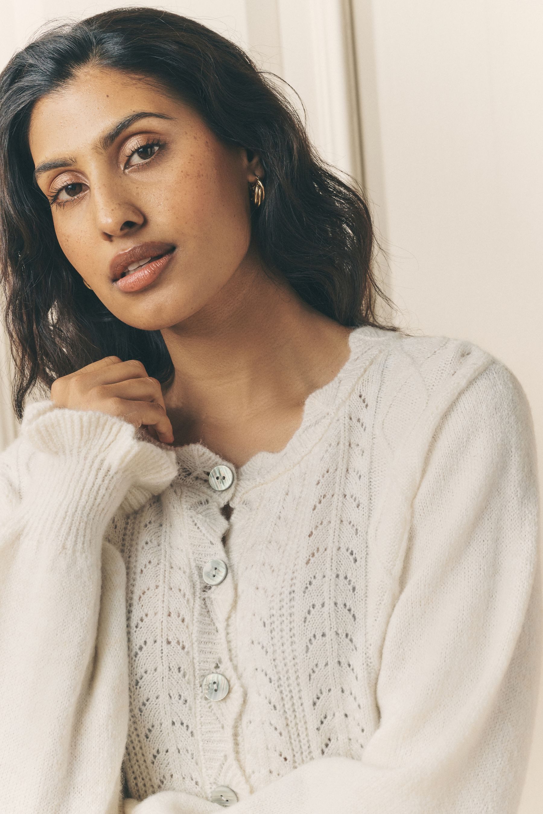 LAURA ASHLEY Strickjacke Laura Ashley Strickjacke mit Pointelle (1-tlg)