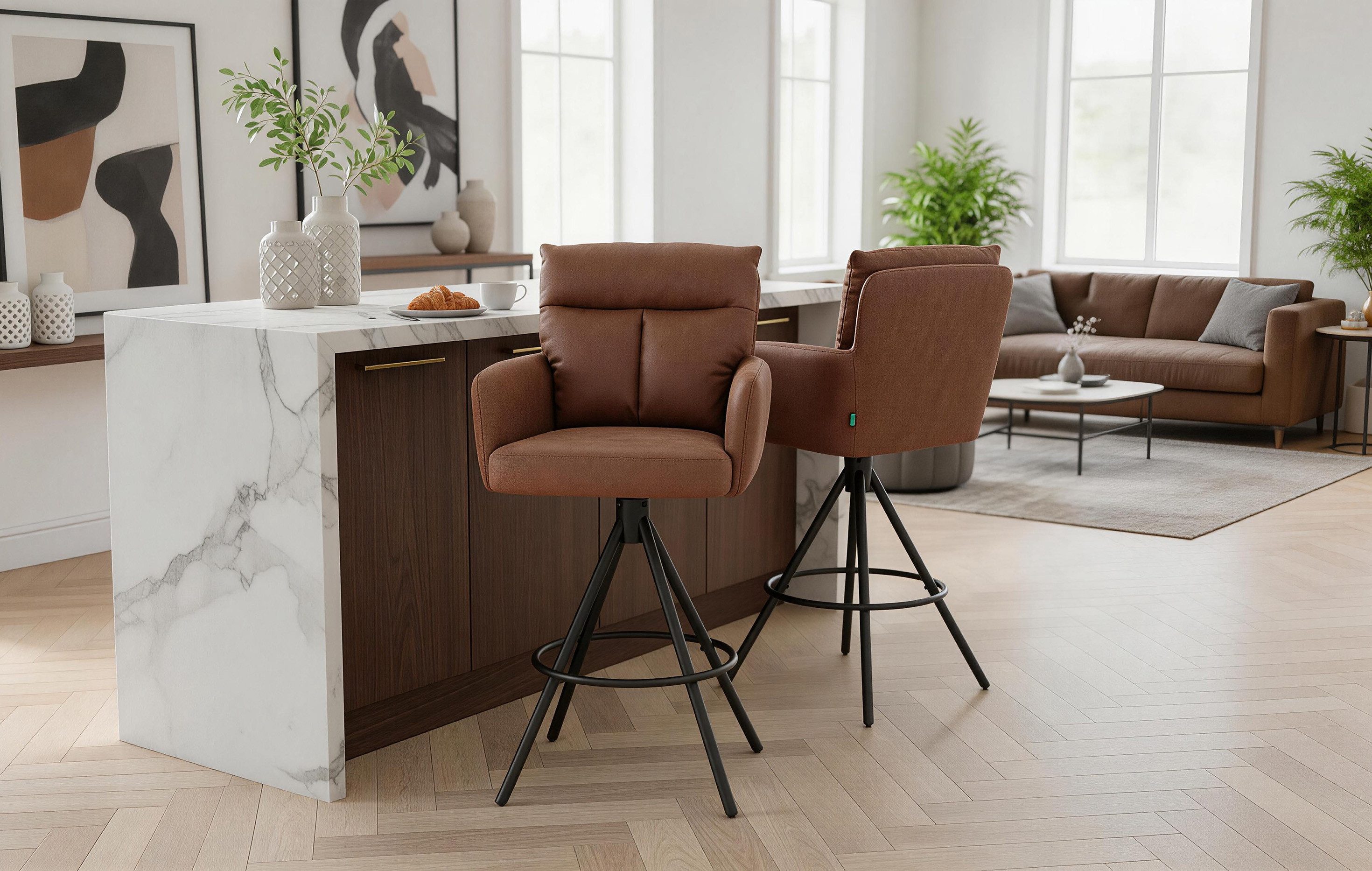 DUBI Möbel Barhocker Leo, Schwarz 360° drehbar im 2er-Set