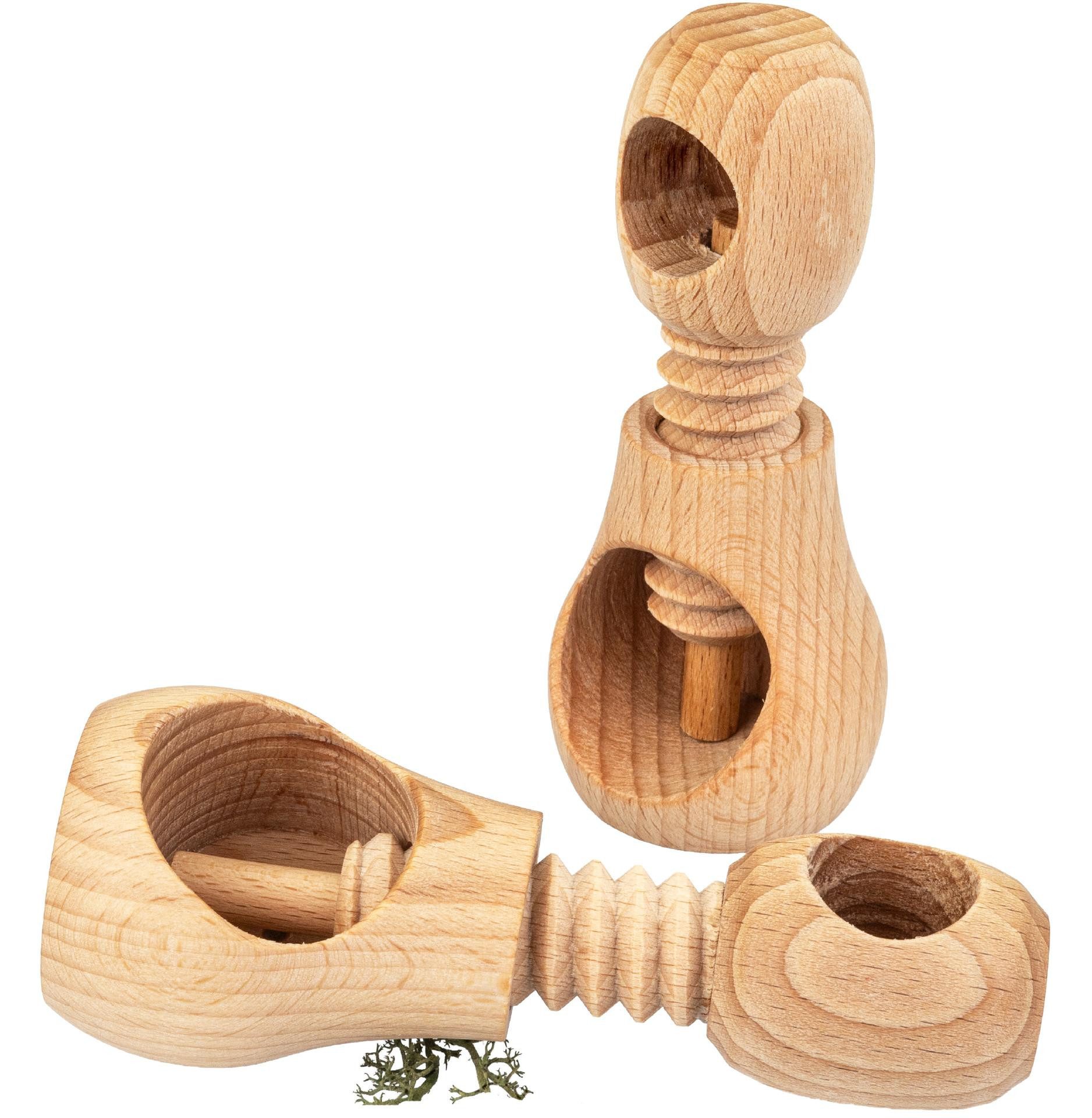 Holz Frank Nussknacker Nussschraube aus FSC® Buche geölt – Nussknacker mit 2 Kammern