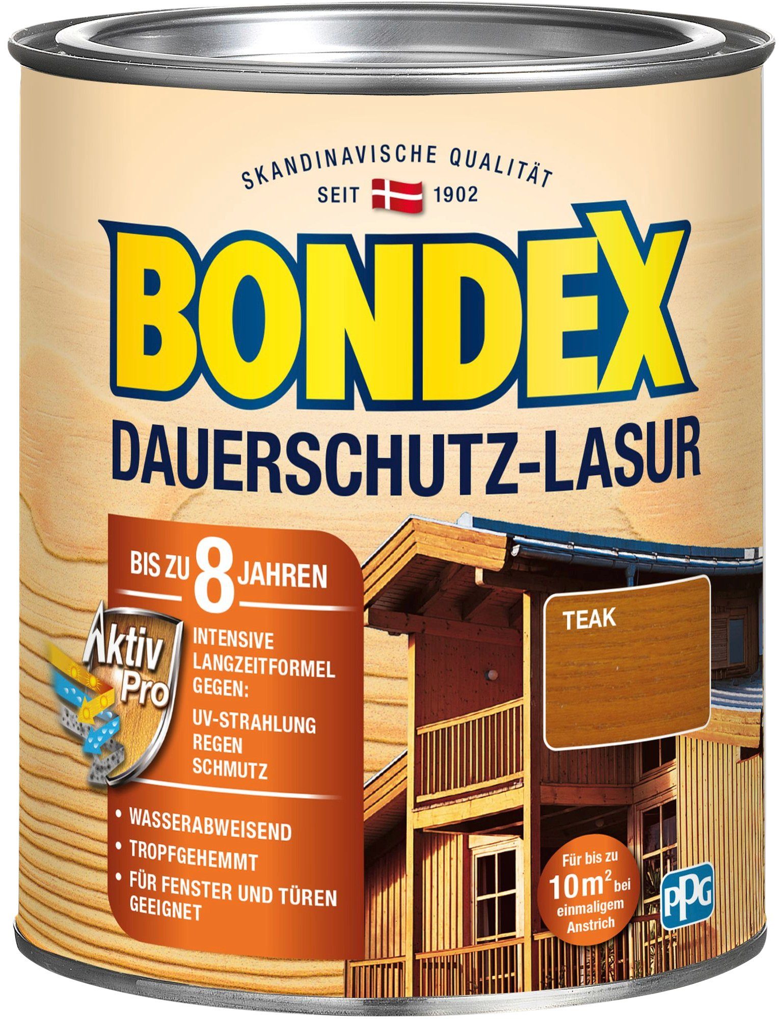 Bondex Holzschutzlasur DAUERSCHUTZ-LASUR, Ebenholz, 0,75 Liter Inhalt Teak