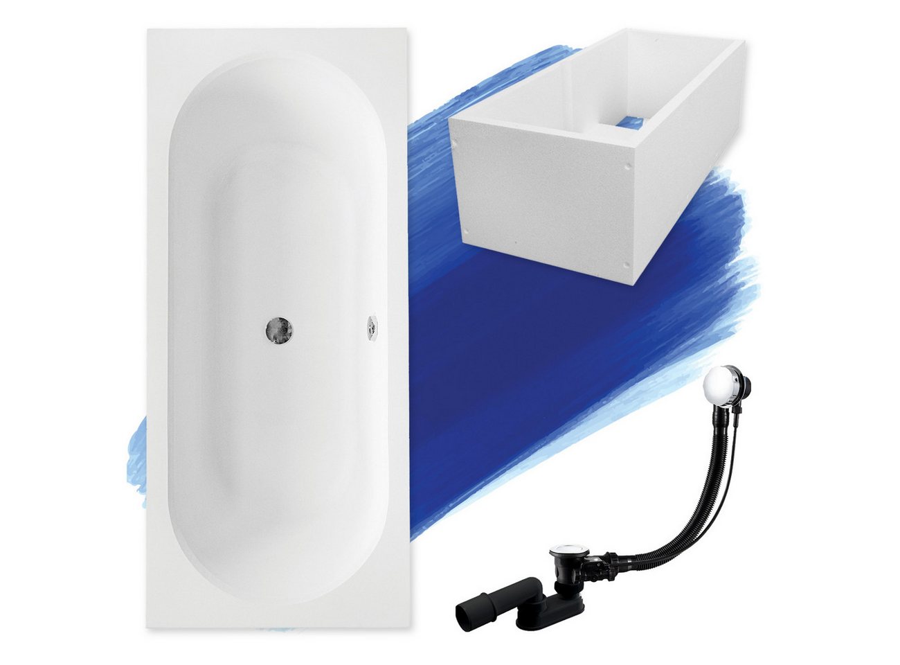 Thumbnail - KOLMAN Badewanne Rechteck Vitae Slim 160x75, Ablaufgarnitur & Füße GRATIS
