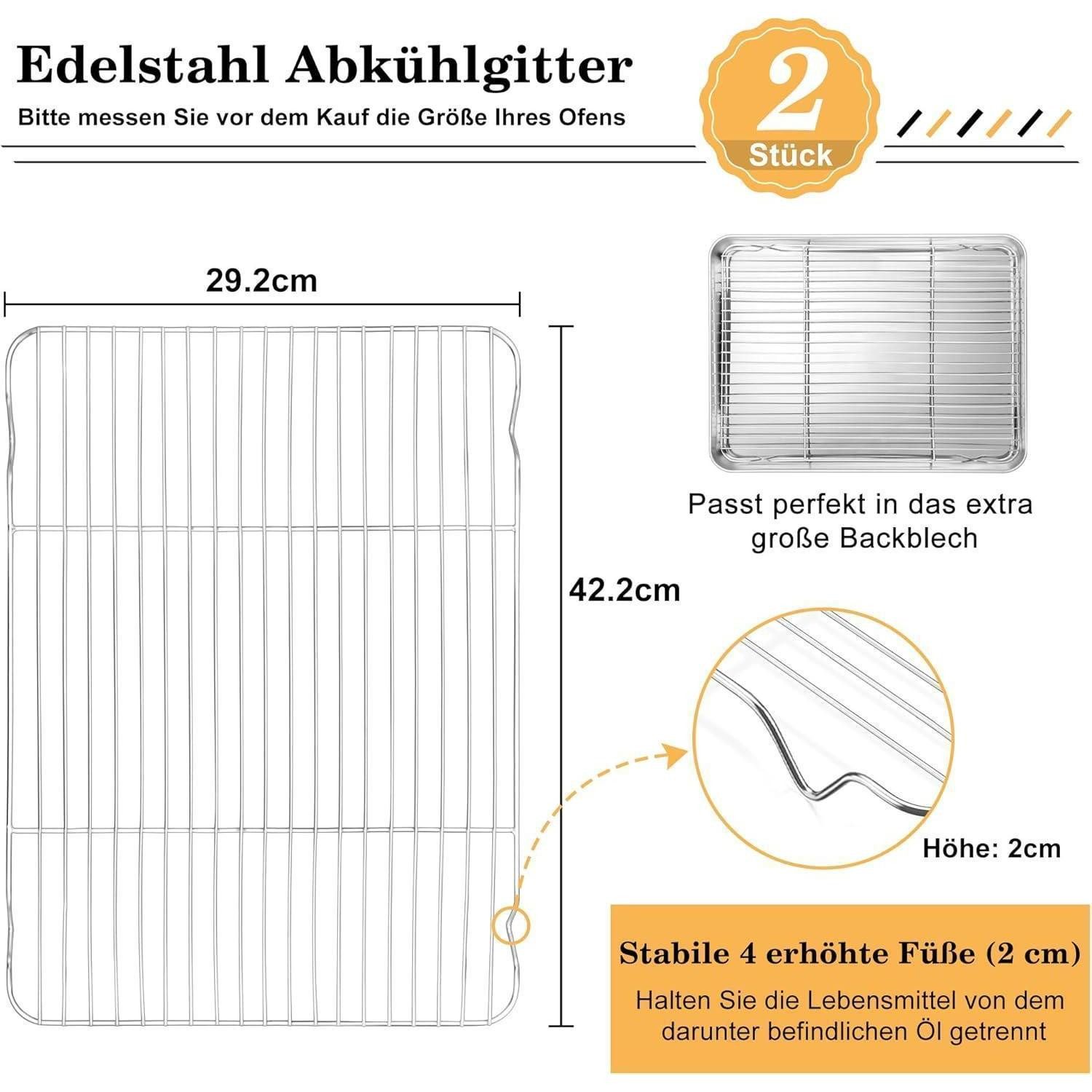LuxusKollektion Abkühlgitter Abkühlgitter Edelstahl Groß Backgitter 2er Set 42 x 29,2 x 2 cm - Zum