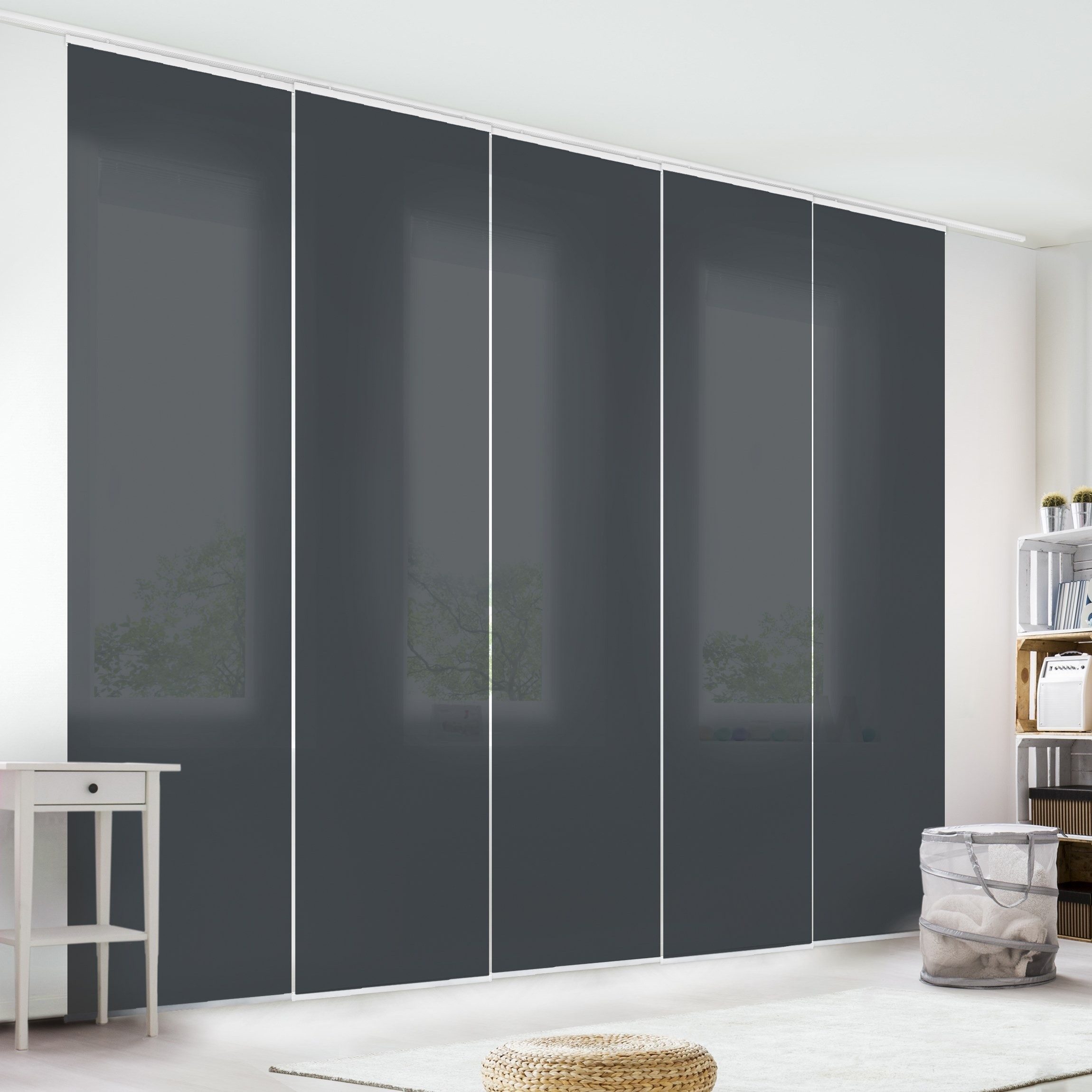 Bilderdepot24 Schiebegardine modern Flächenvorhang blickdicht Mondgrau, günstig online kaufen
