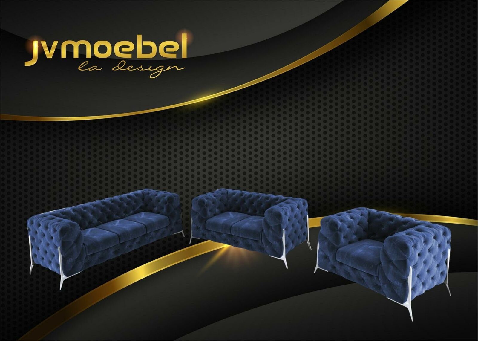 Design modernes Set Made Blau Neu, Chesterfield-Sofa in Europe 3+2+1 Luxus JVmoebel Chesterfield Graues Couch