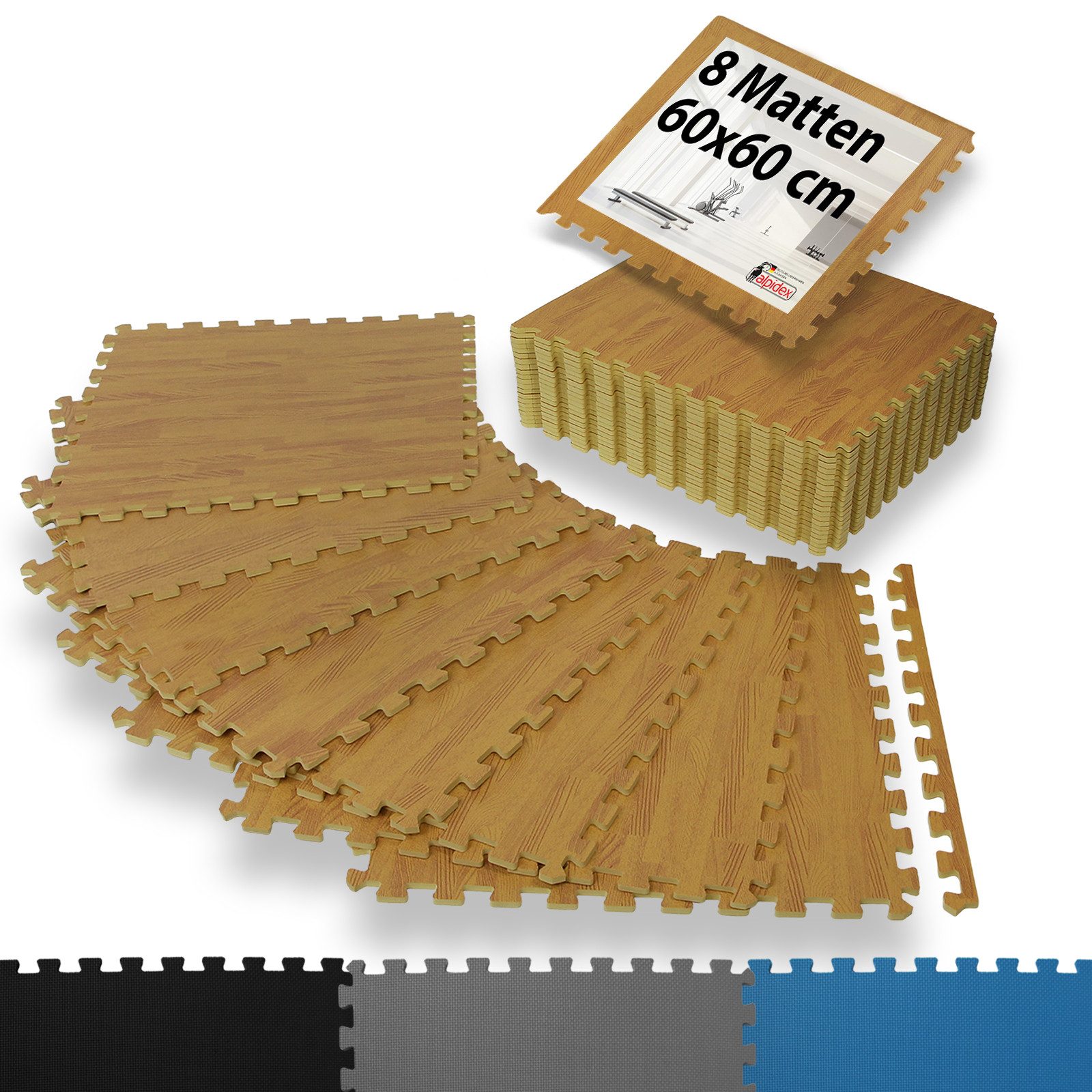 ALPIDEX Bodenschutzmatte ALPIDEX 8 Puzzlematten Bodenschutzmatten 60 x 60 x 1 cm