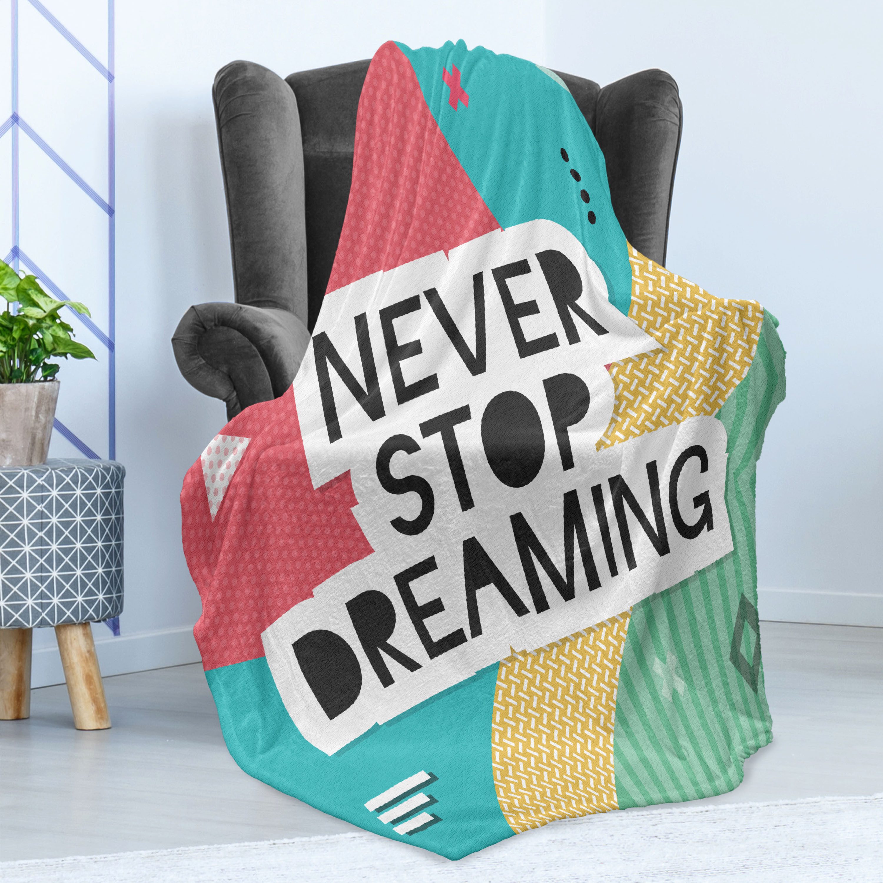 Wohndecke Gemütlicher Plüsch für den Innen- und Außenbereich, Abakuhaus, Traum Beliebte Wörter Funky Hipster